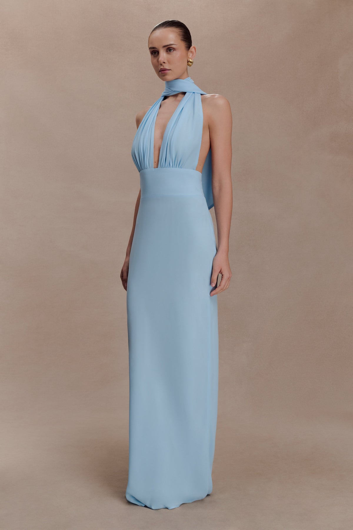 Nadine Halter Chiffon Maxi Dress - Blue