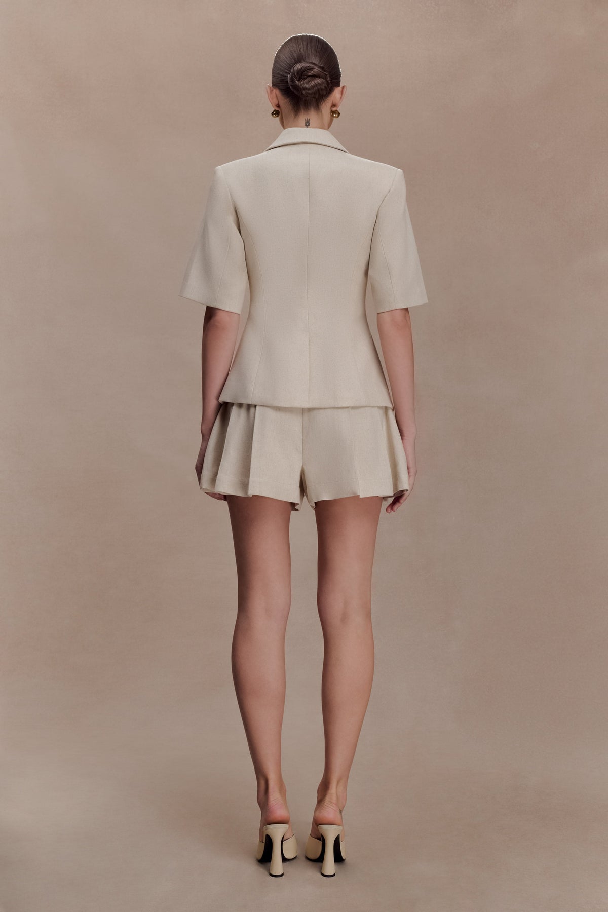Martine Short Sleeve Linen Top - Natural