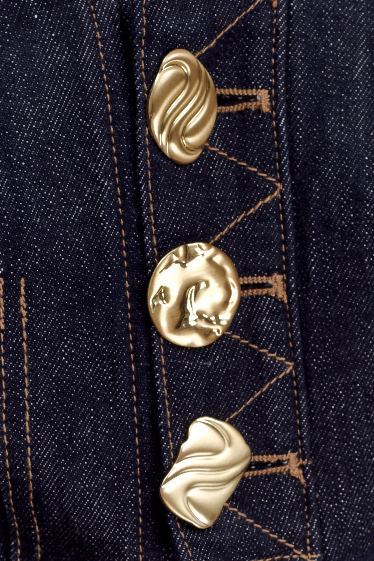 Shona Denim Vest With Decorative Buttons - Washed Indigo Blue
