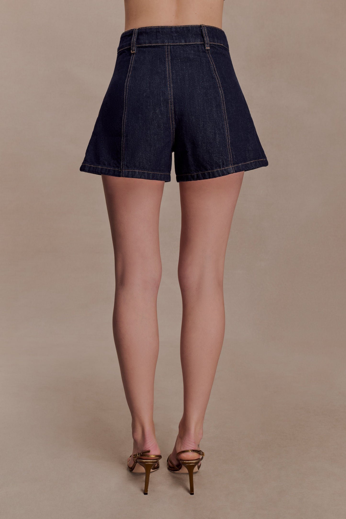 Demi High Waisted Denim Shorts - Washed Indigo Blue