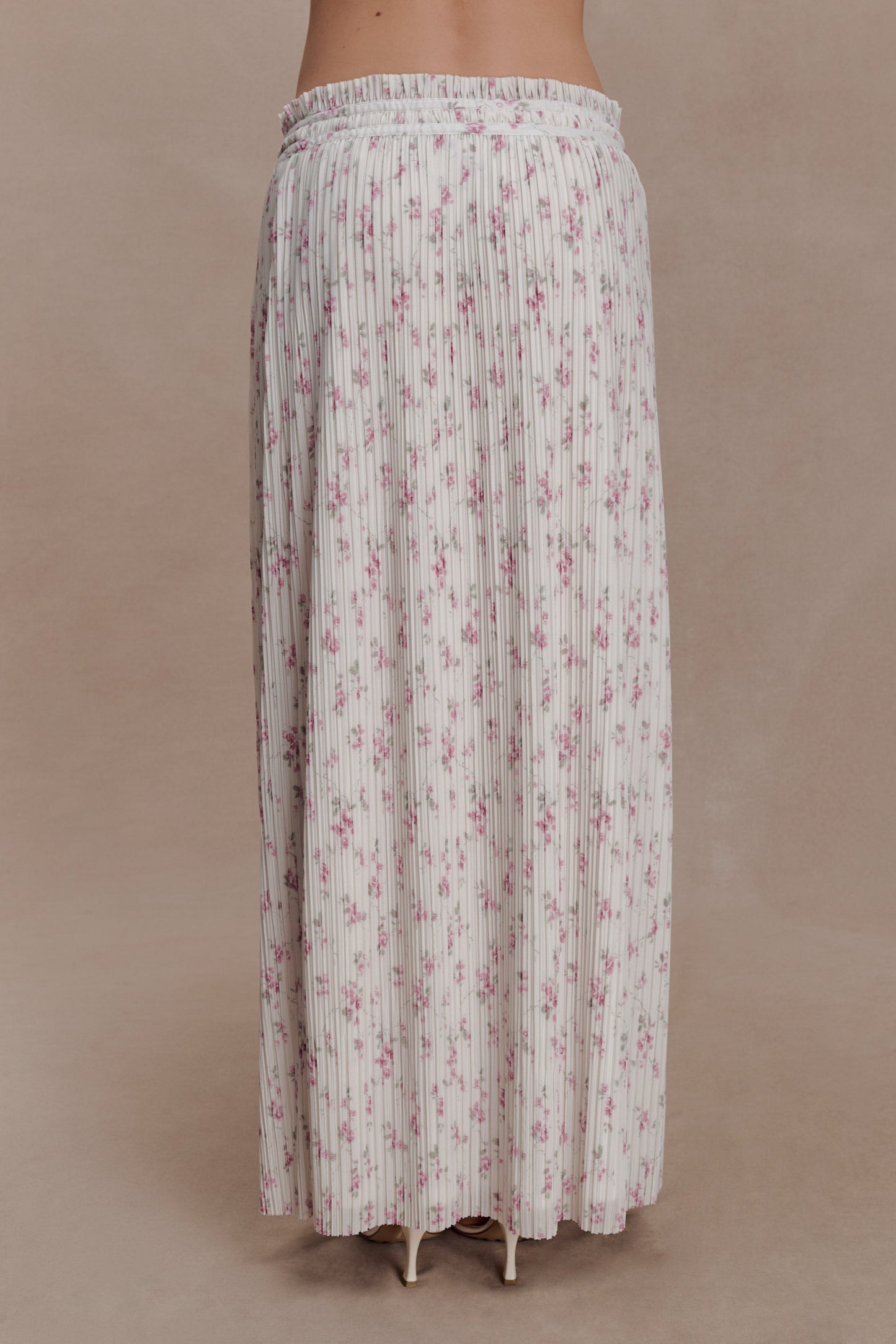 Amaris Gathered Plisse Maxi Skirt - Floral Ditsy Print