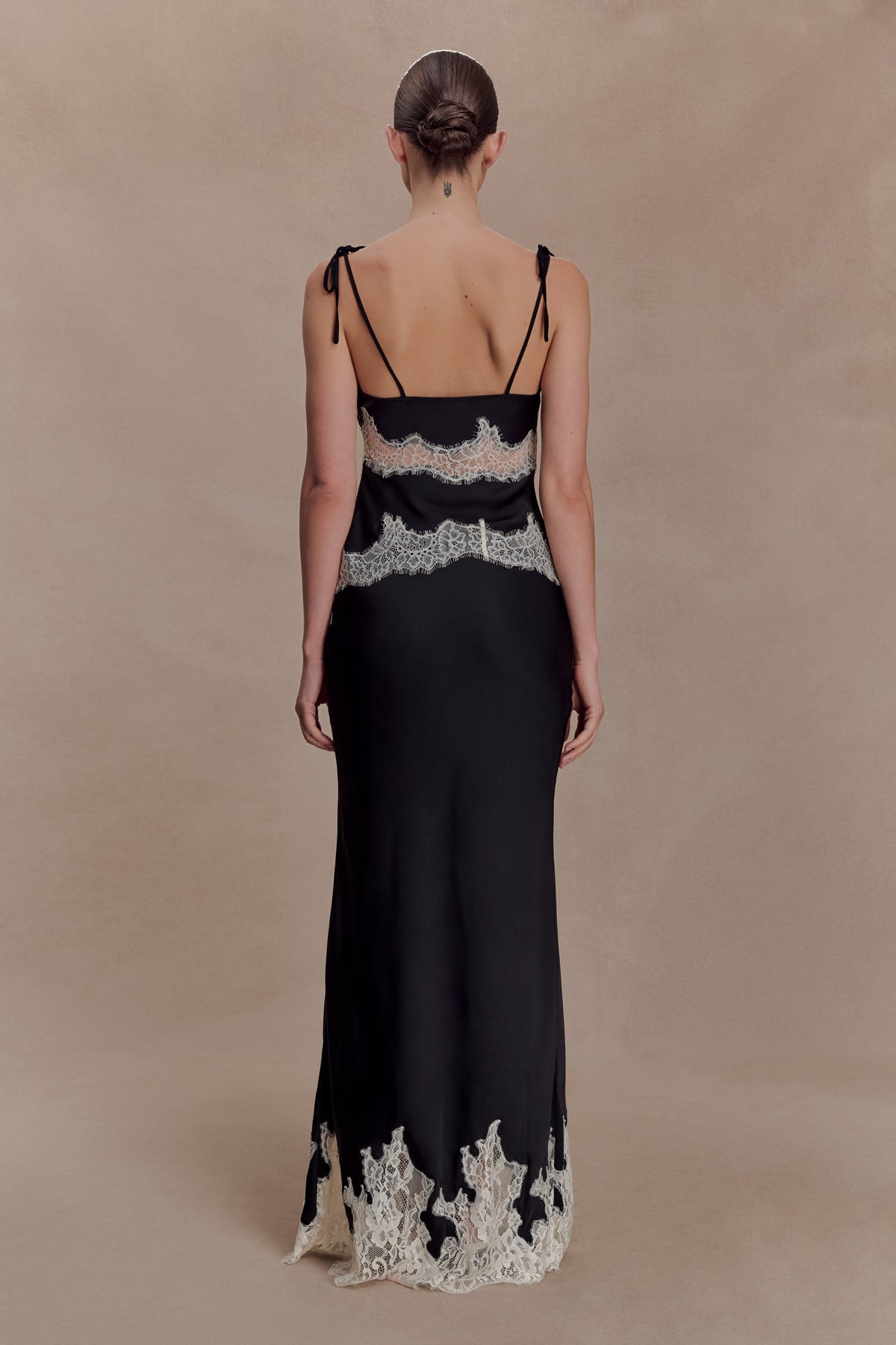 Nina Satin And Lace Camisole - Black/Ivory