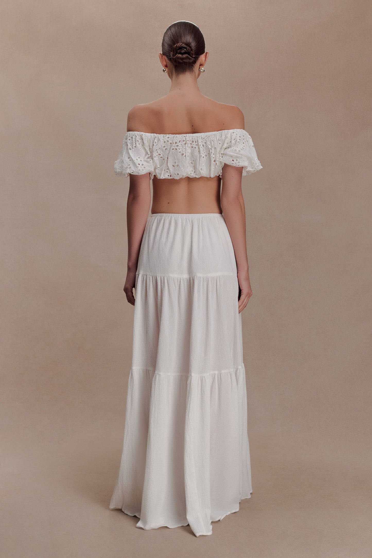 Autumn Off Shoulder Broderie Top - White