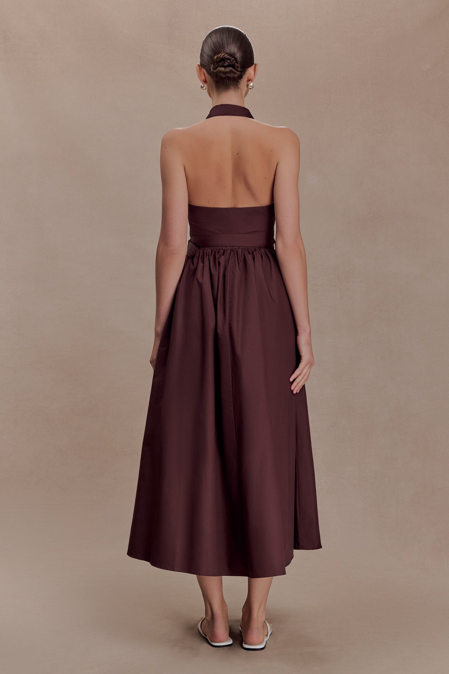 Cindy Collared Midi Dress - Chocolate