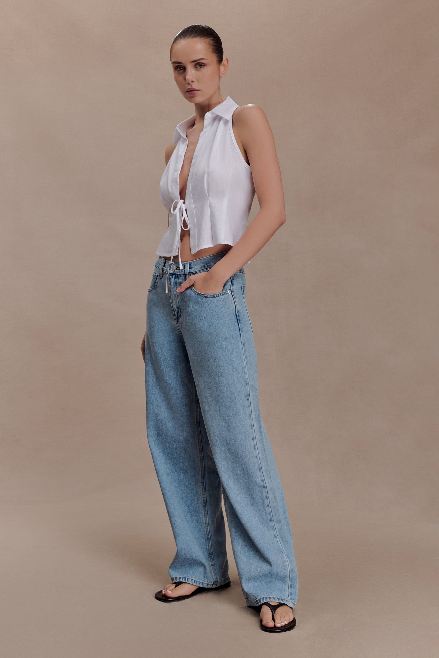 Scout Sleeveless Linen Shirt - White