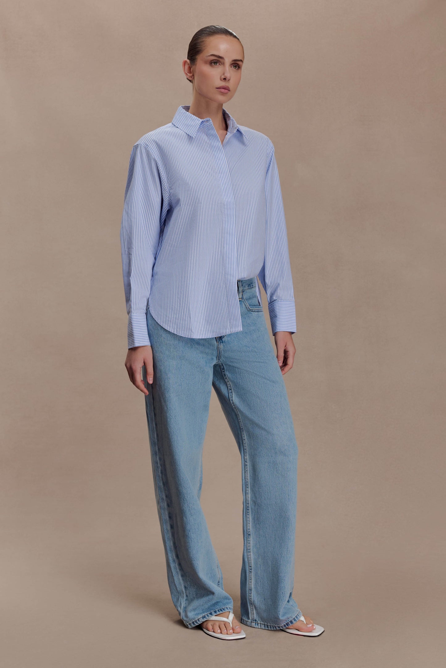 Hansen Oversized Shirt - Blue Pinstripe