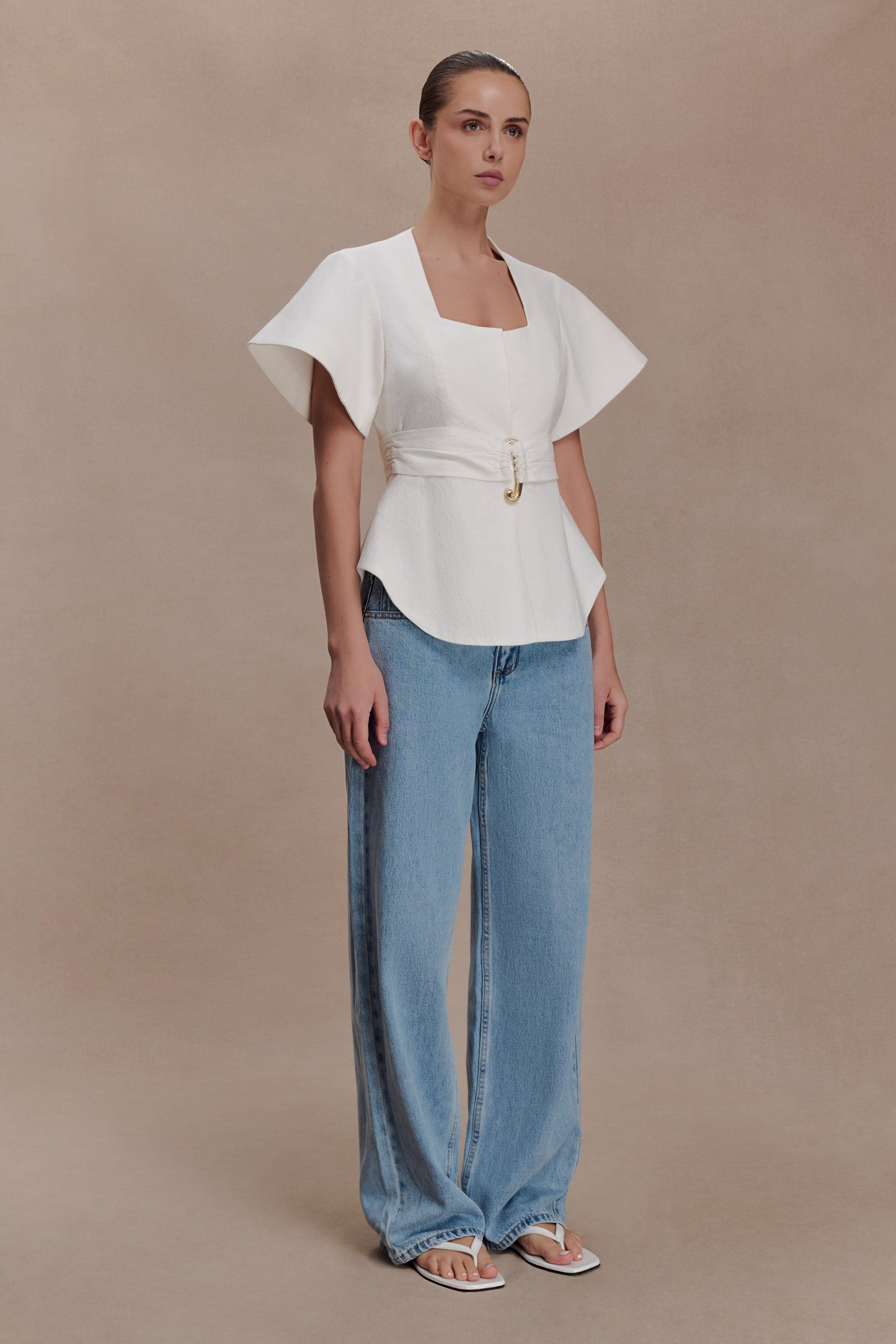 Liberty Cotton Shortsleeve Top - White