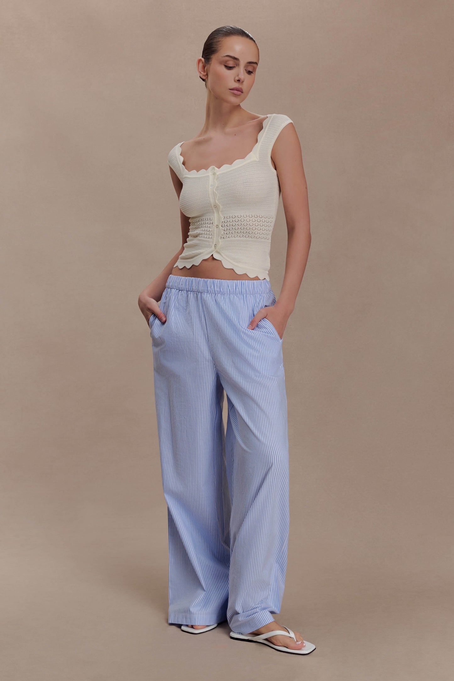 Madeline Scallop Knit Top - Ivory