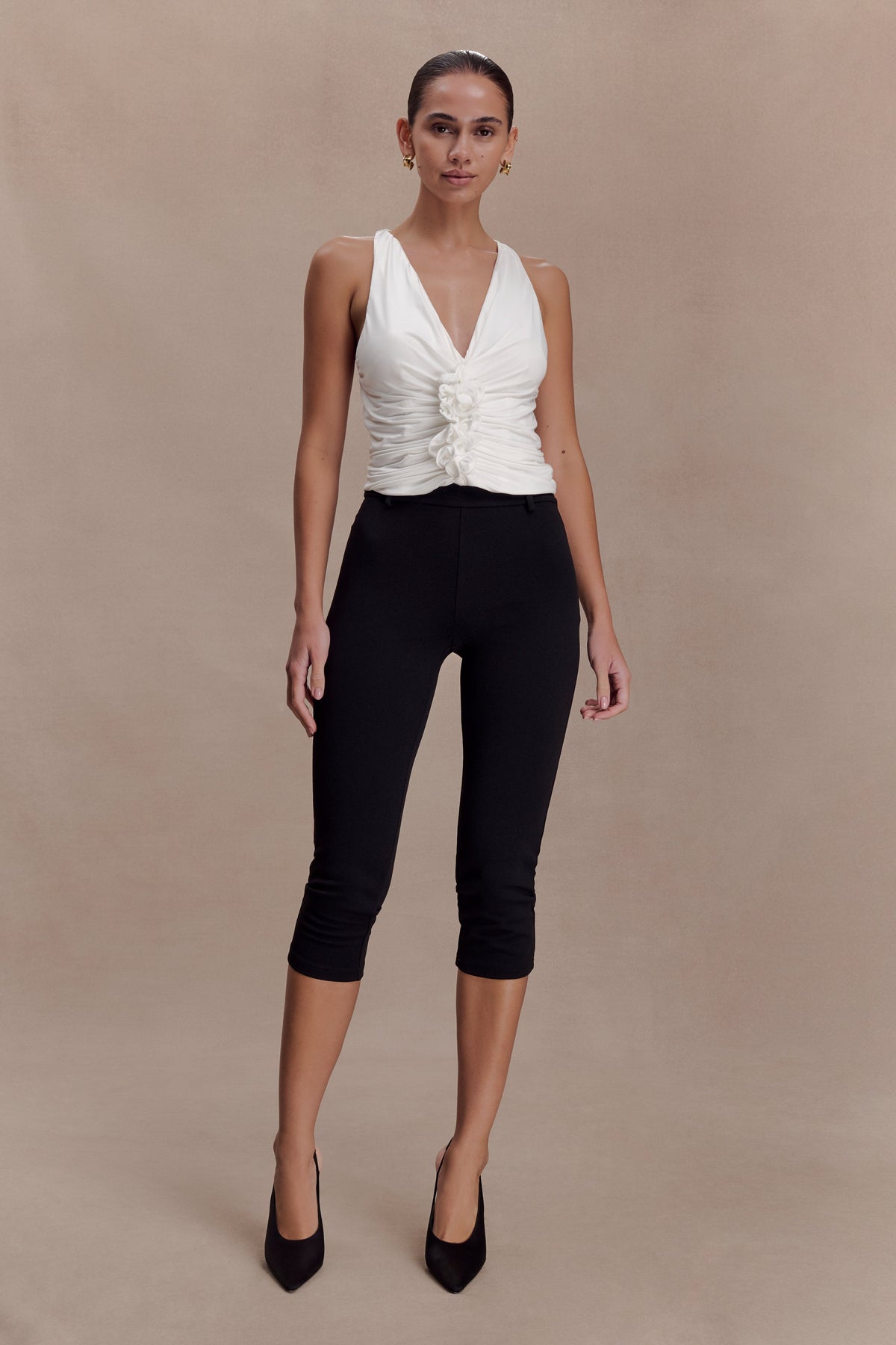Alessandra Slinky Ruffle Top - Ivory