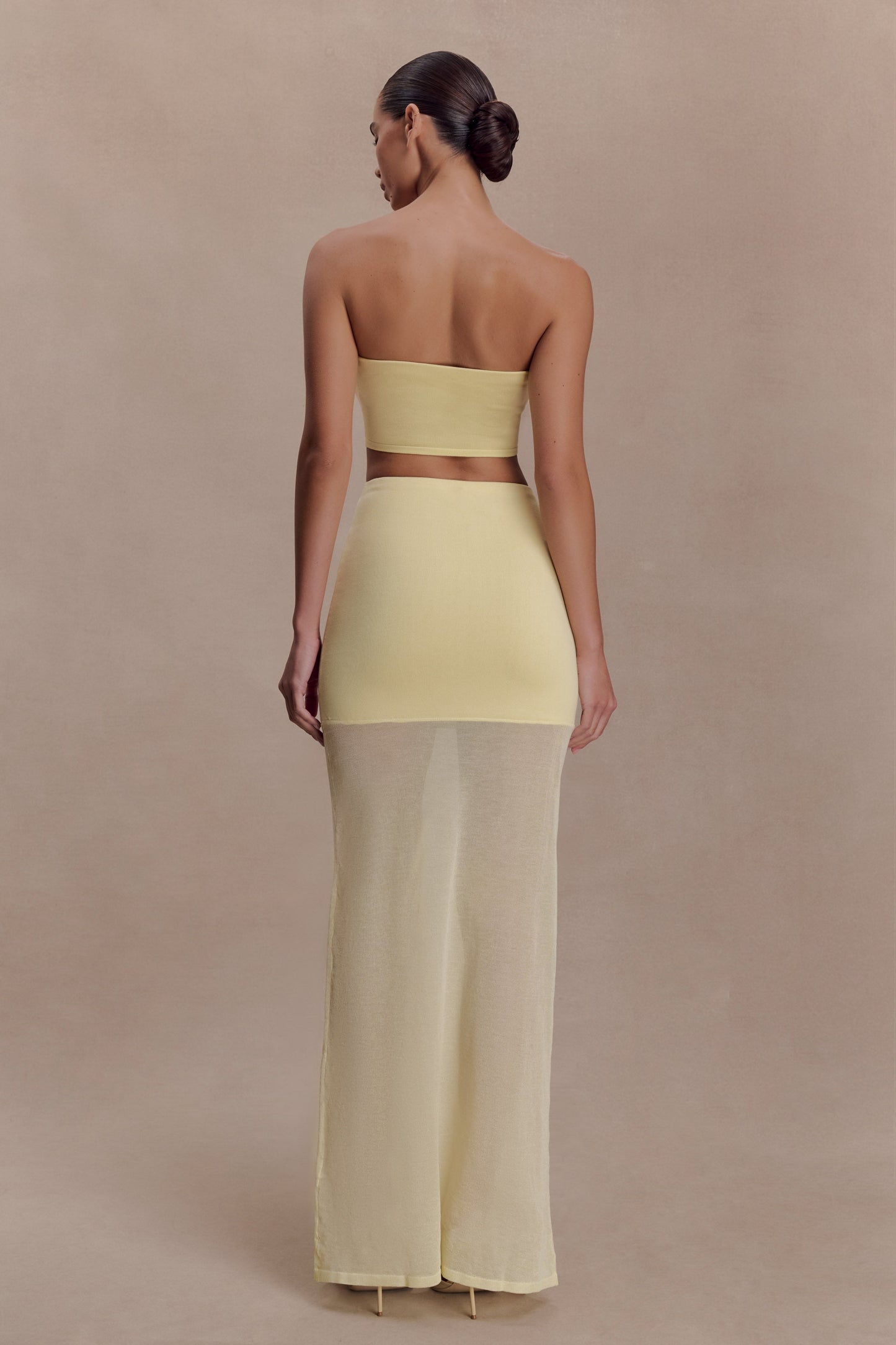 Tanyel Sheer And Bandage Knit Maxi Skirt - Lemon