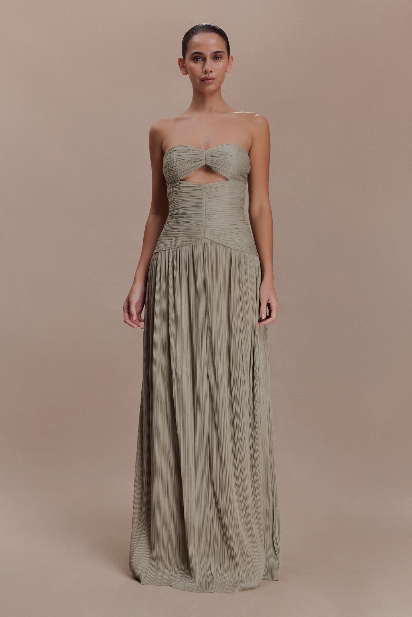 Juliette Pleated Chiffon Maxi Dress - Silver