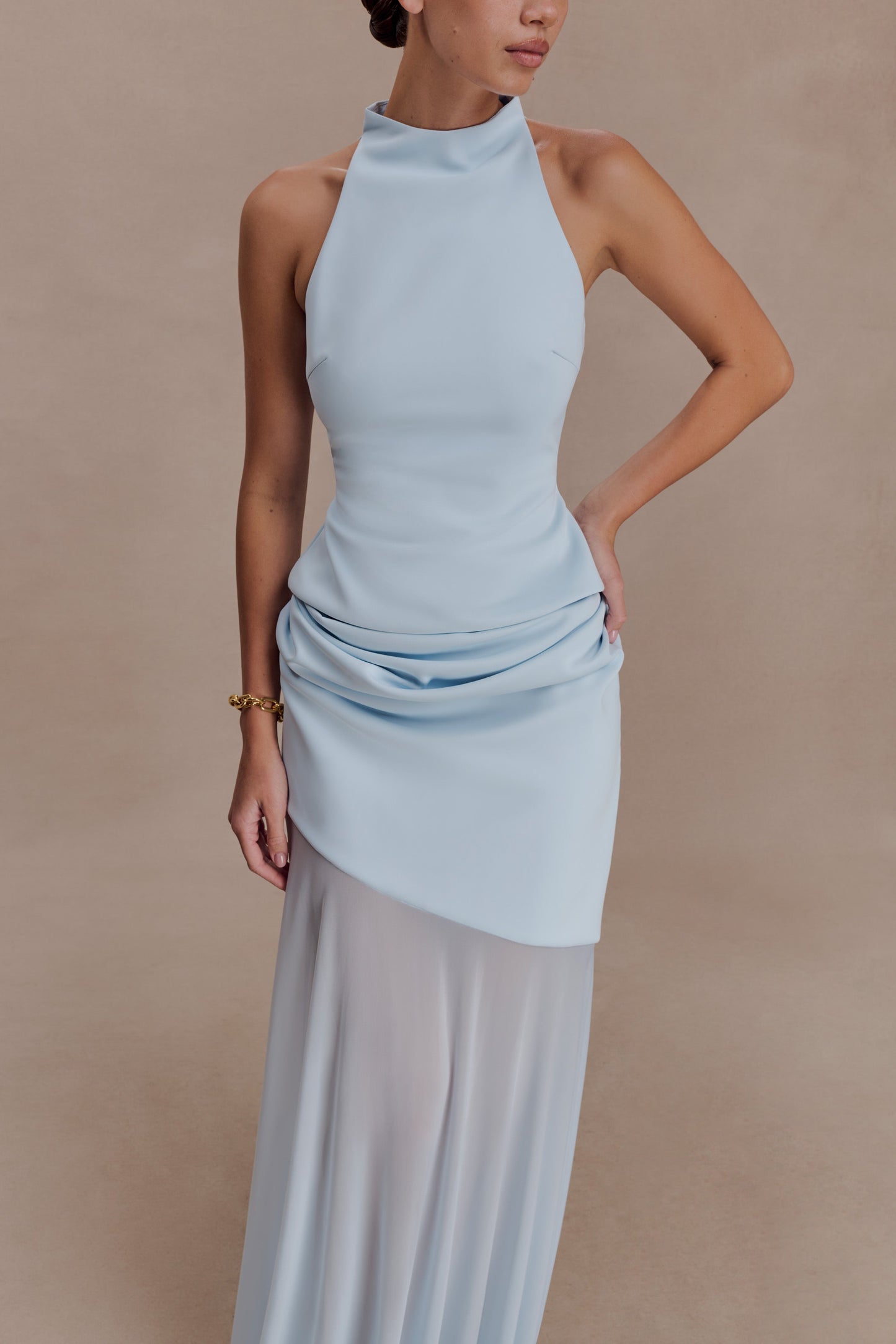Portia Scuba Sleeveless Top - Pale Blue