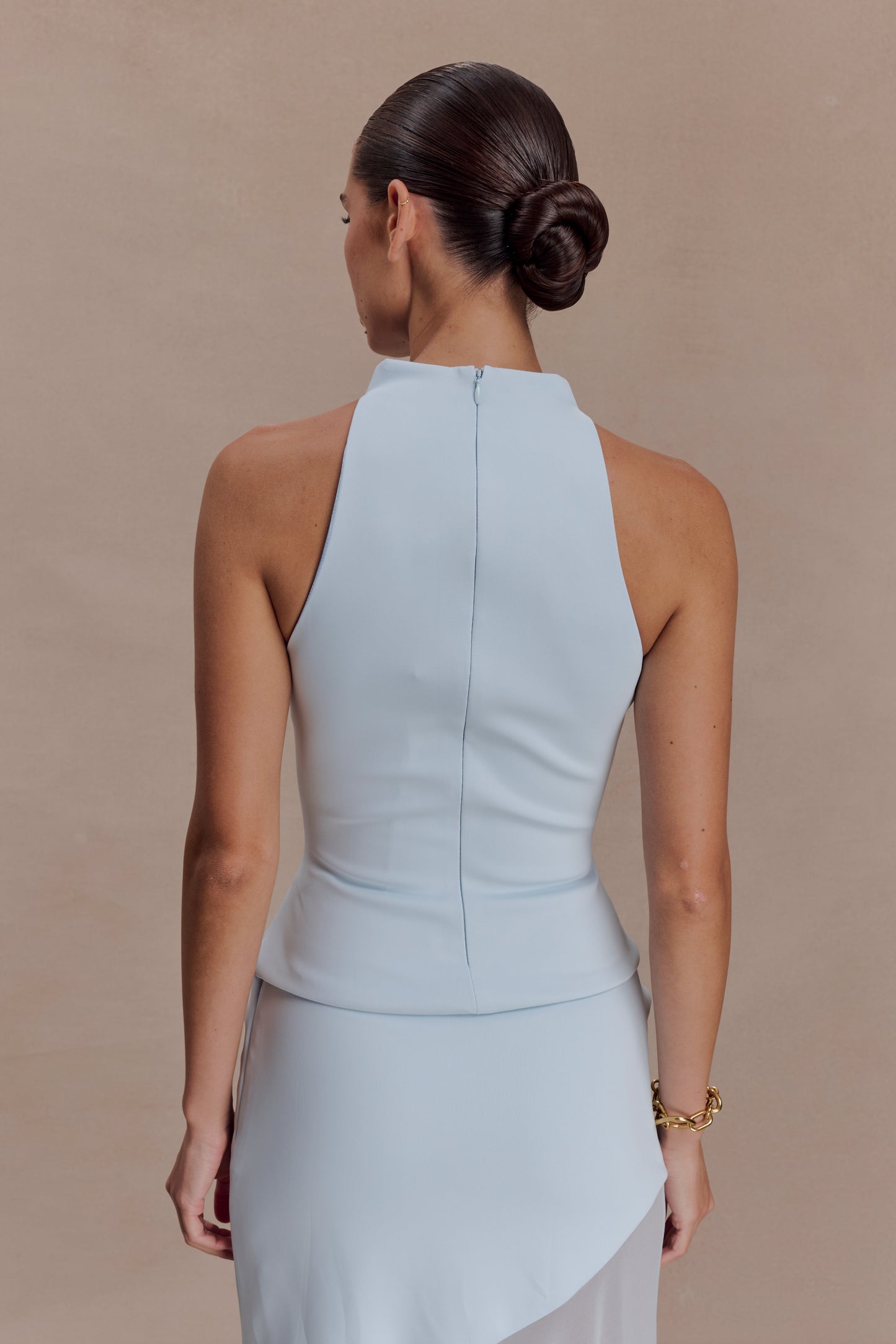 Portia Scuba Sleeveless Top - Pale Blue