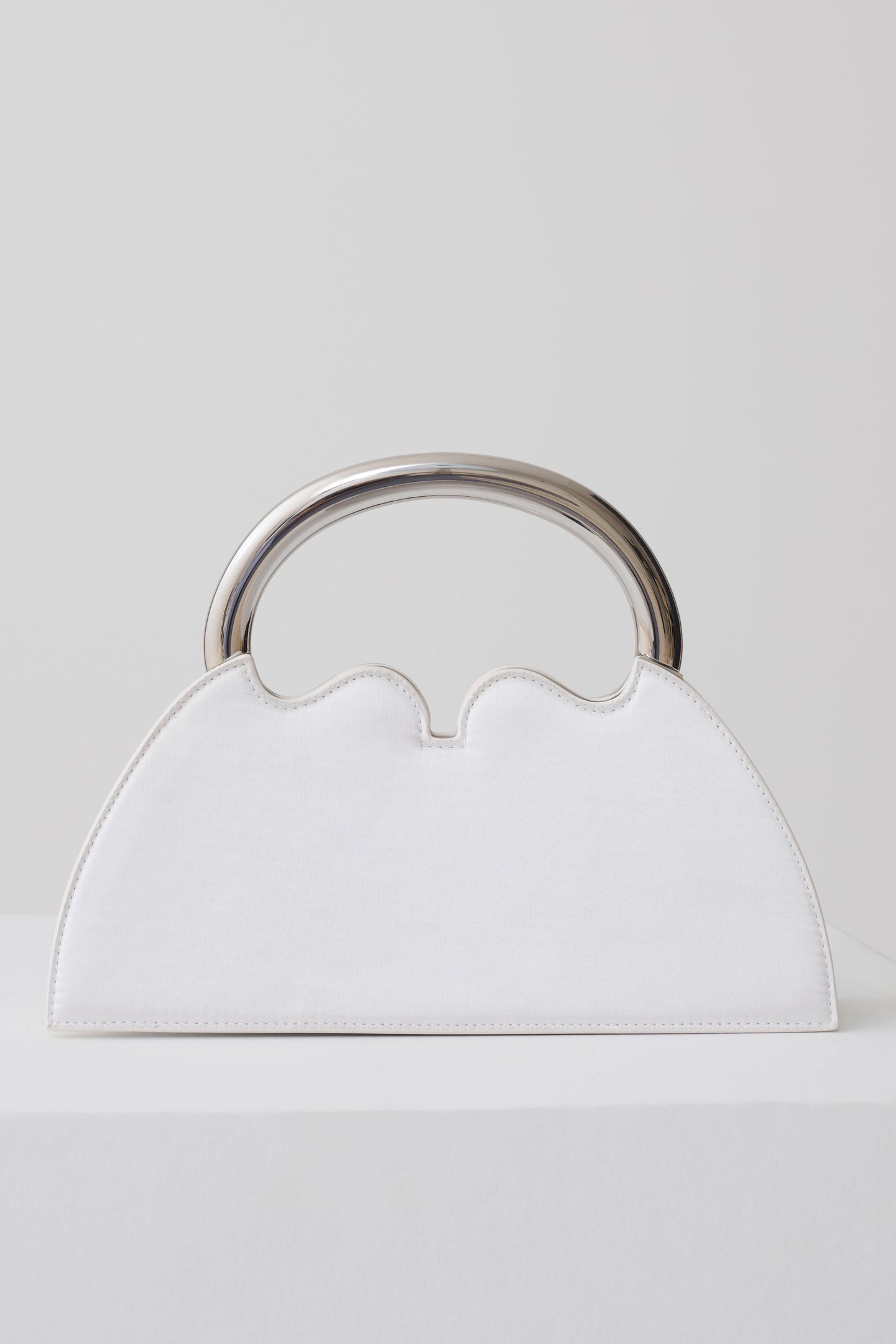 Elianne Satin Frame Clutch Bag - White