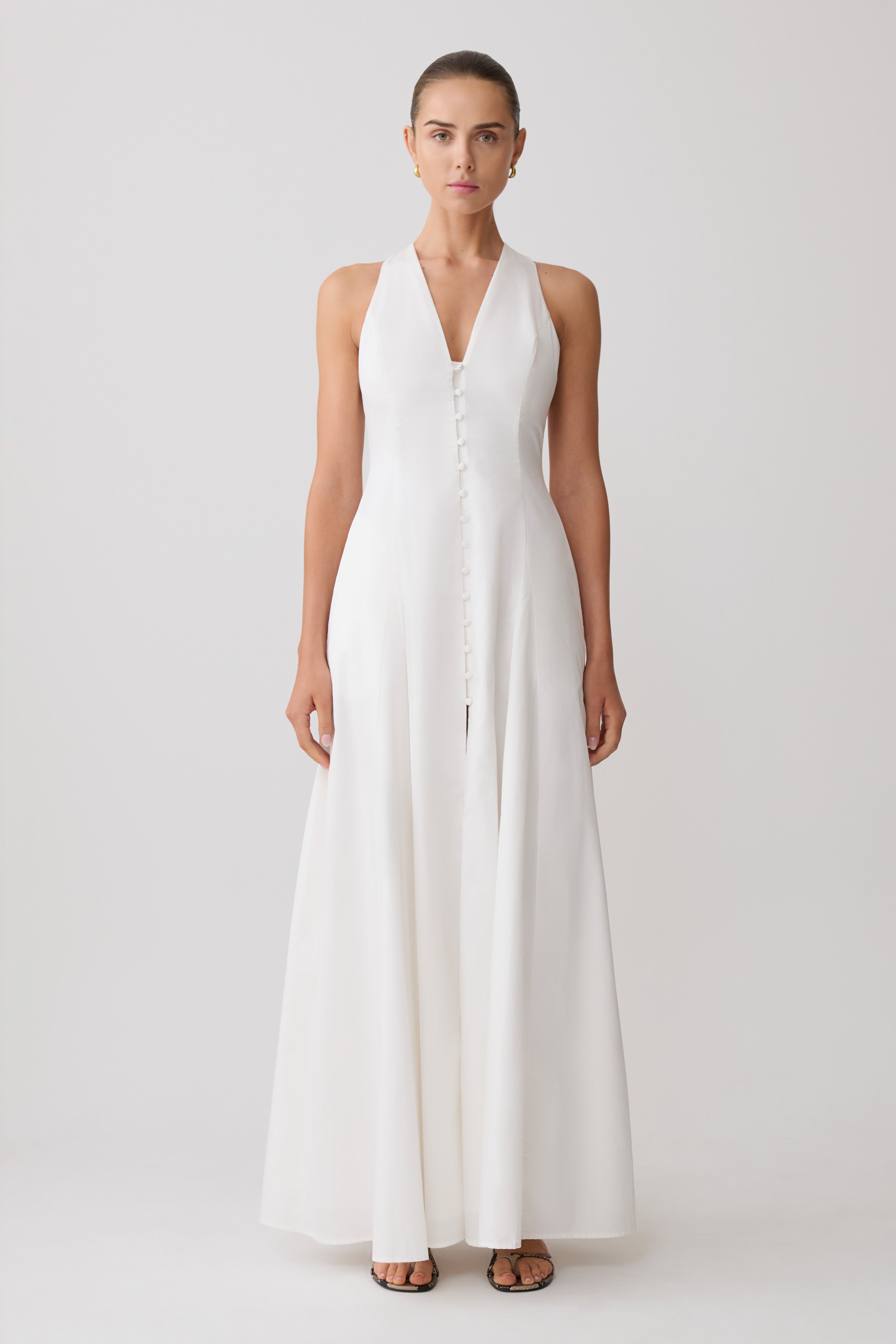sienna sky maxi dress Sienna Button Down Maxi Dress / White | MESHKI