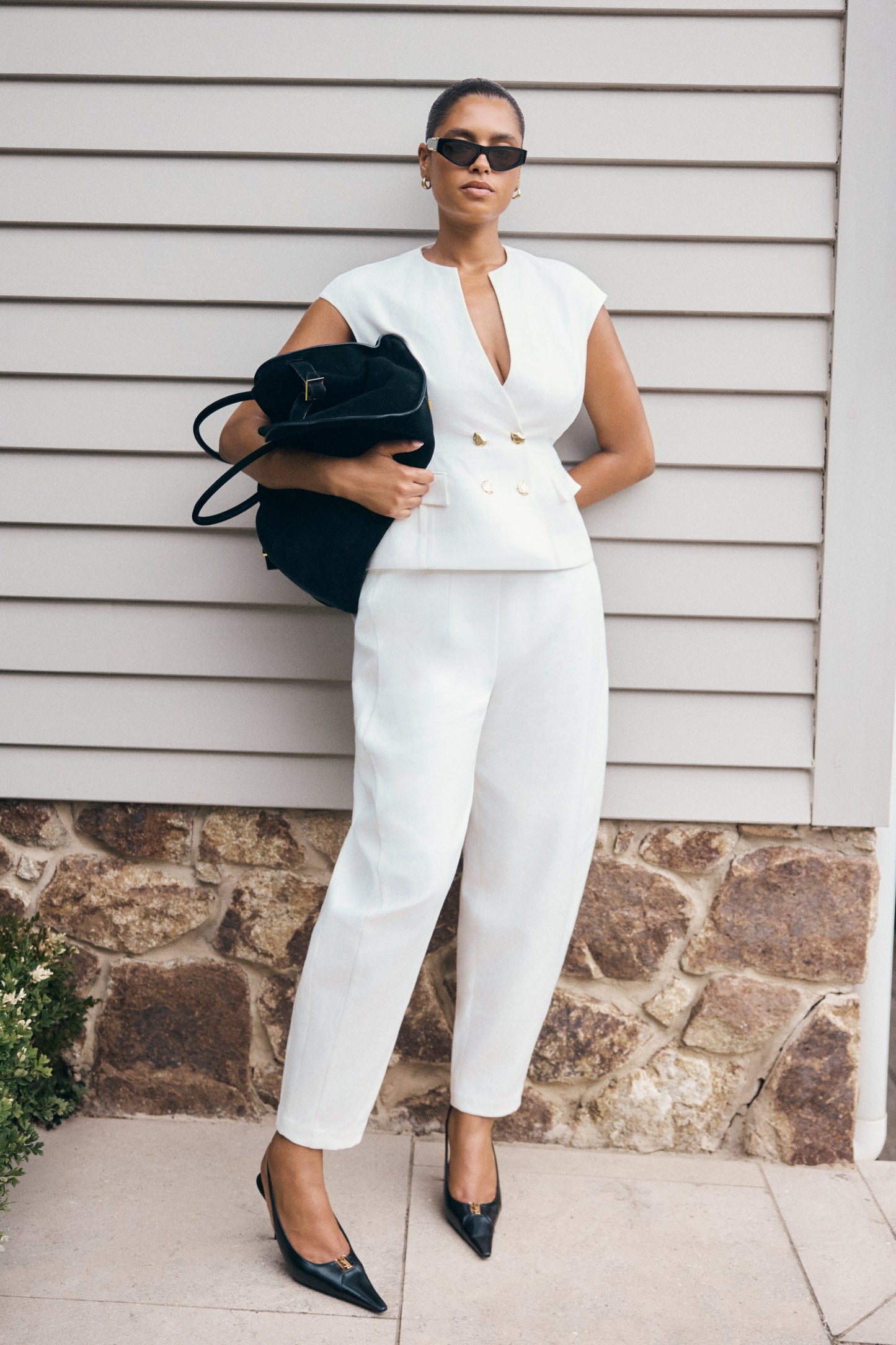 Oriana Linen Oversize Pants - White