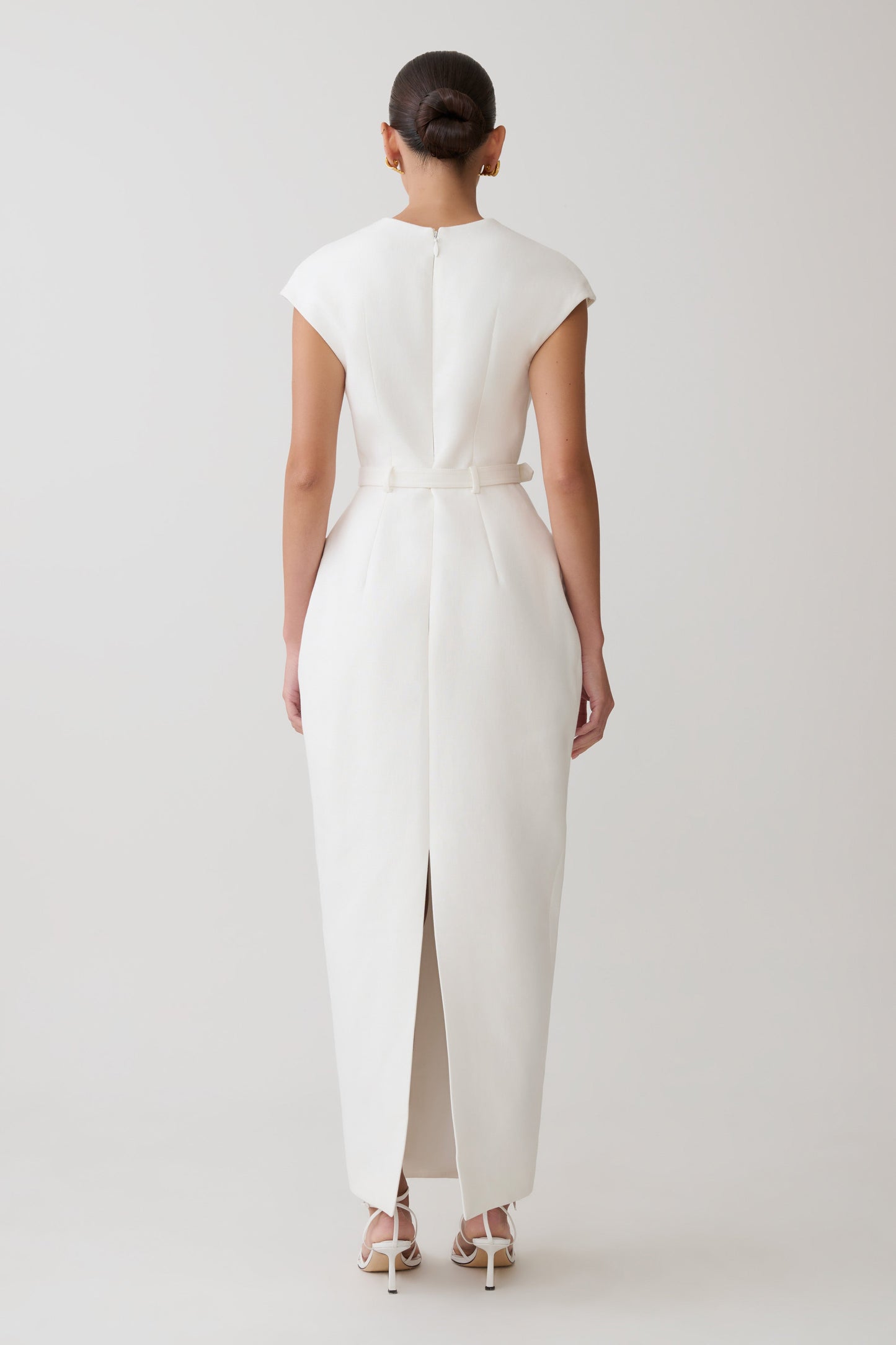 Livia V Neck Linen Maxi Dress - White
