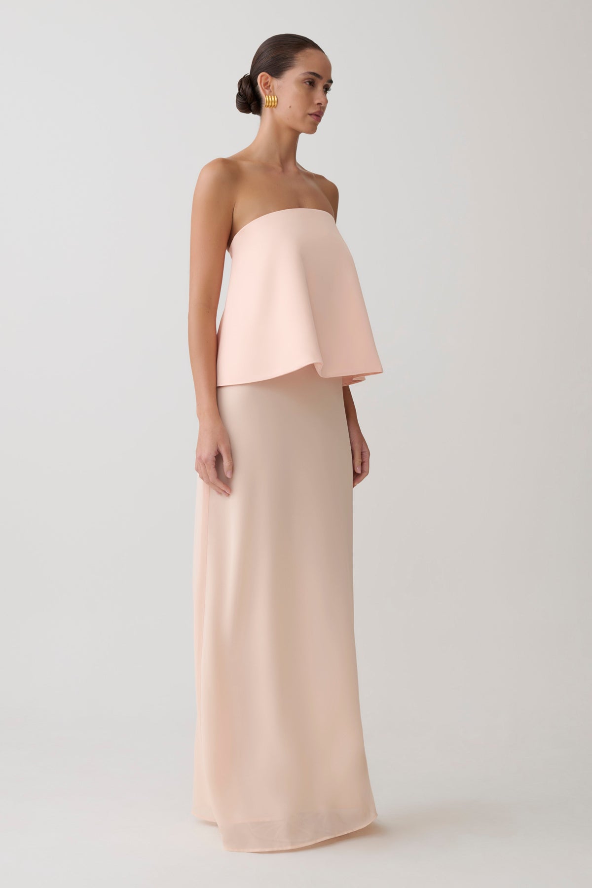 Sophia Satin Strapless Maxi Dress - Peach