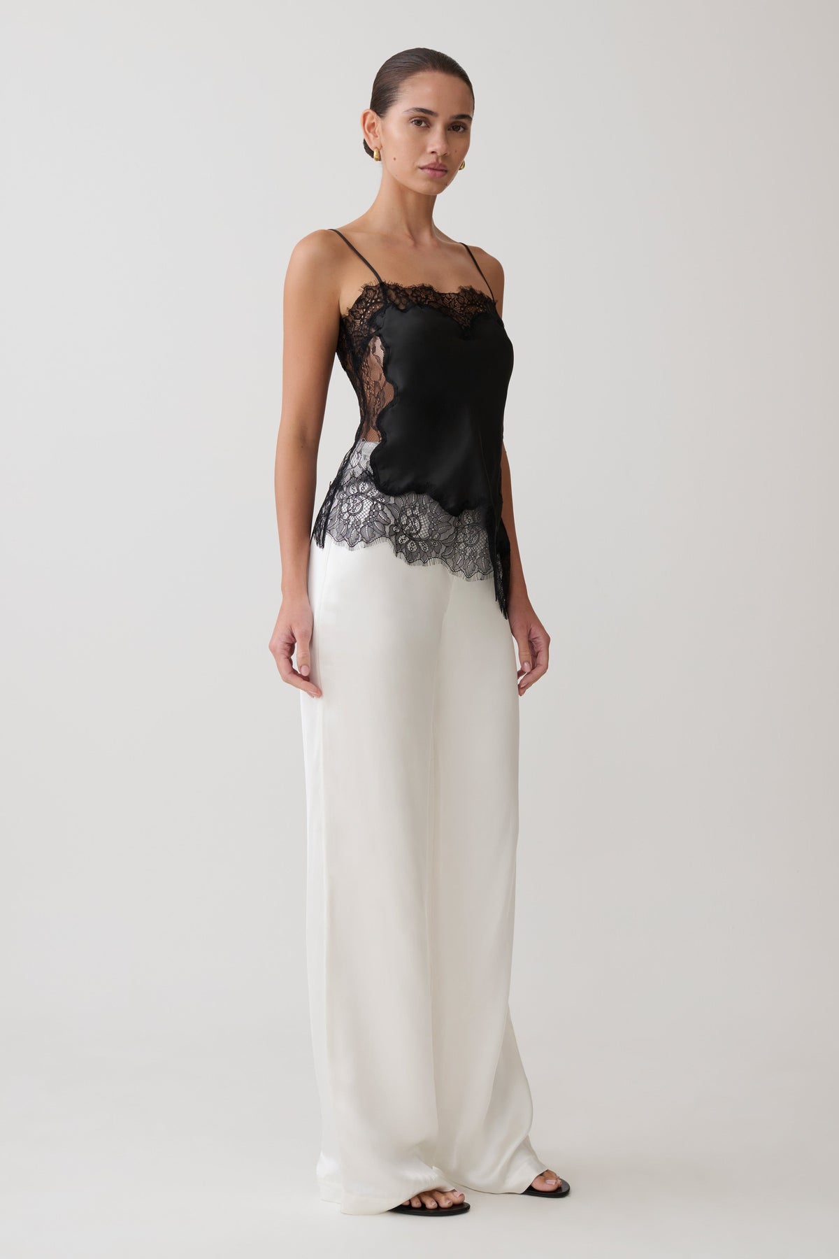 Miriam Satin & Lace Camisole - Black