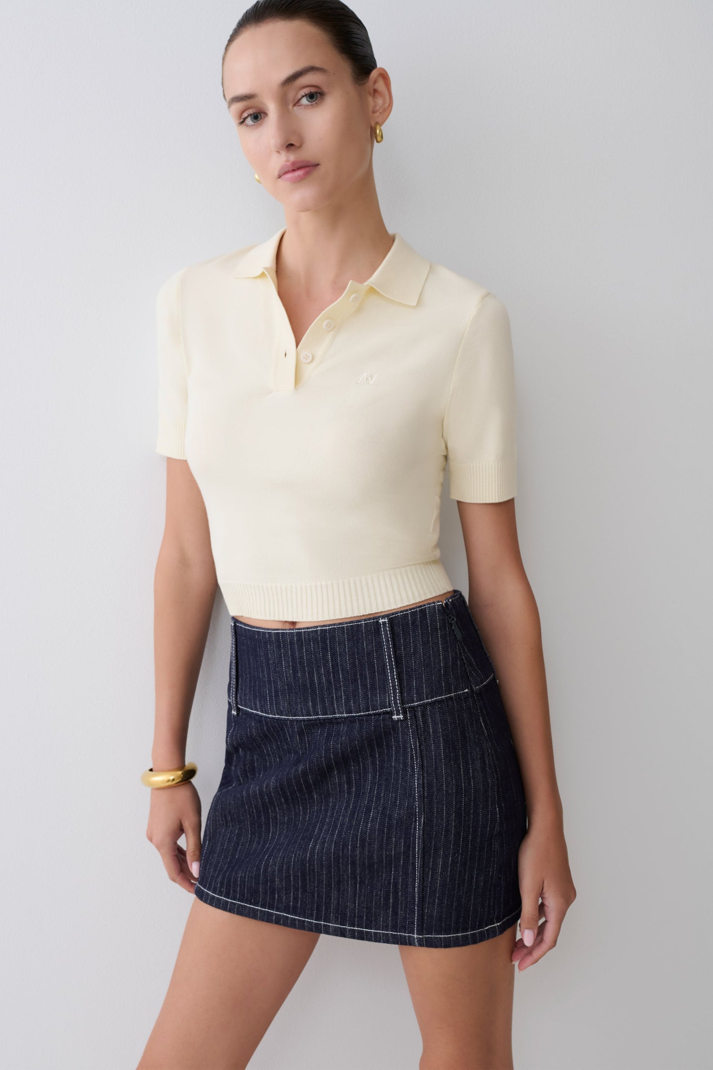 Philly Knit Button Up Top - Ivory