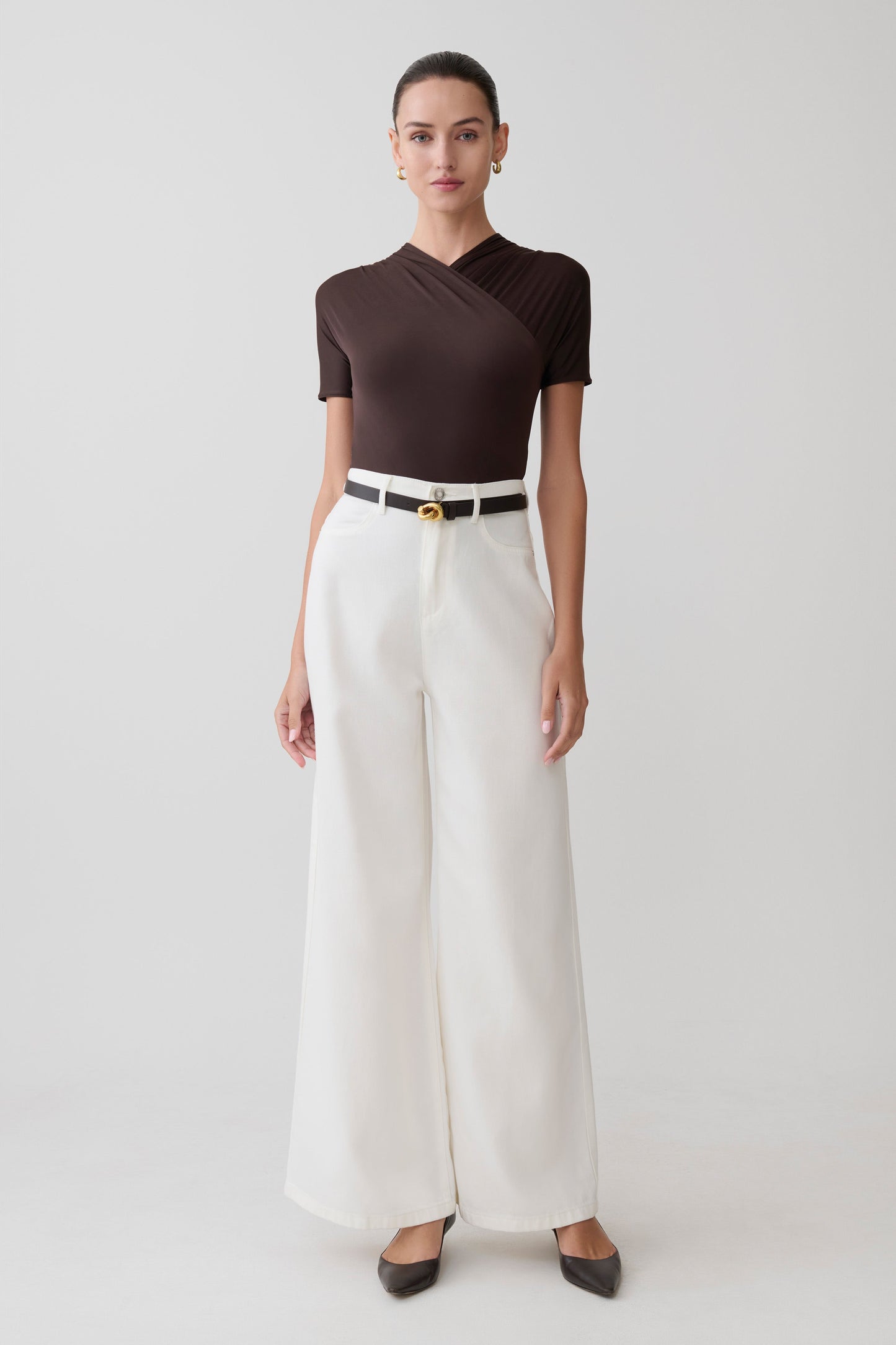 Shae Wide Leg Denim Jeans - White