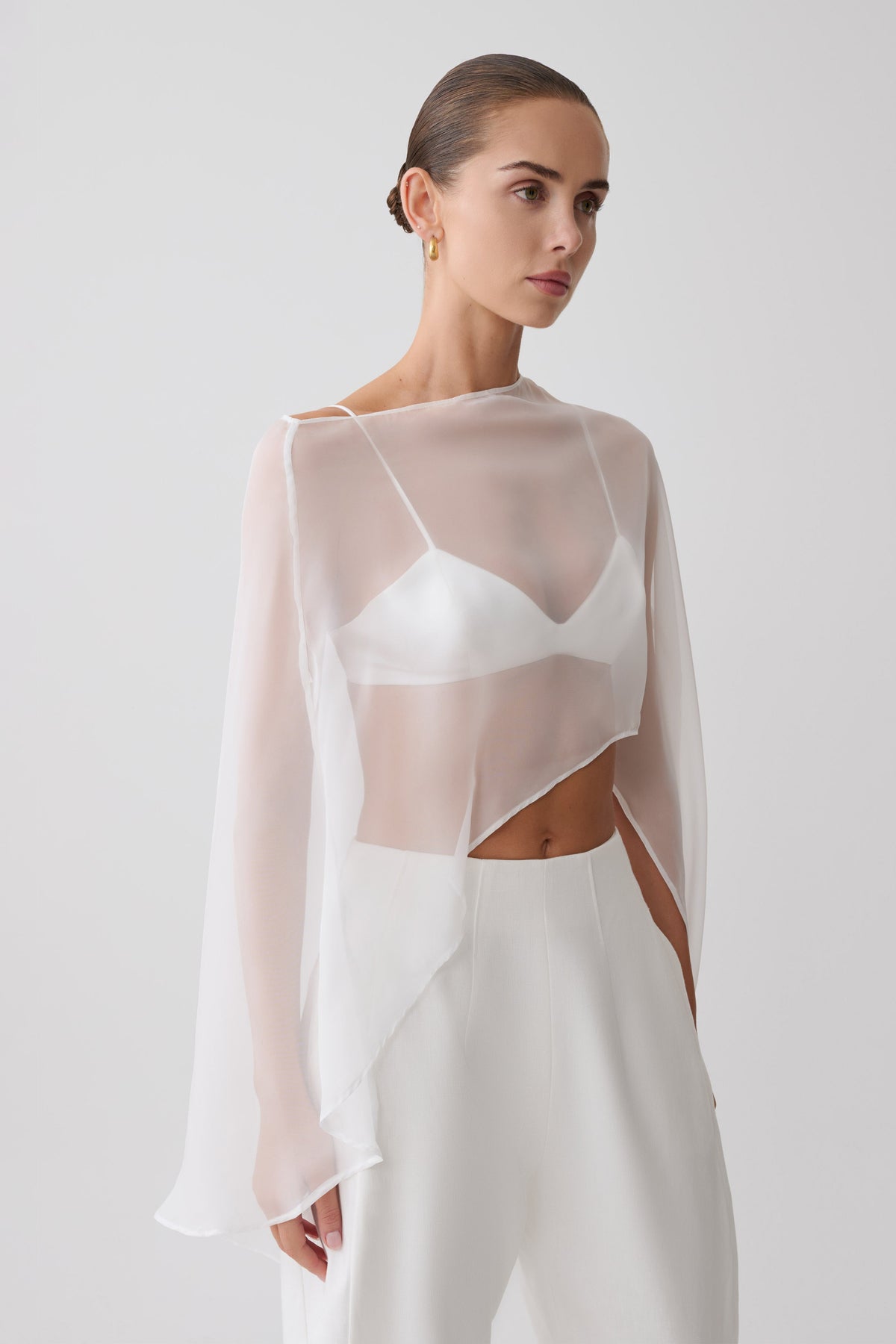 Kirstine Bralette With Chiffon Cape - Ivory