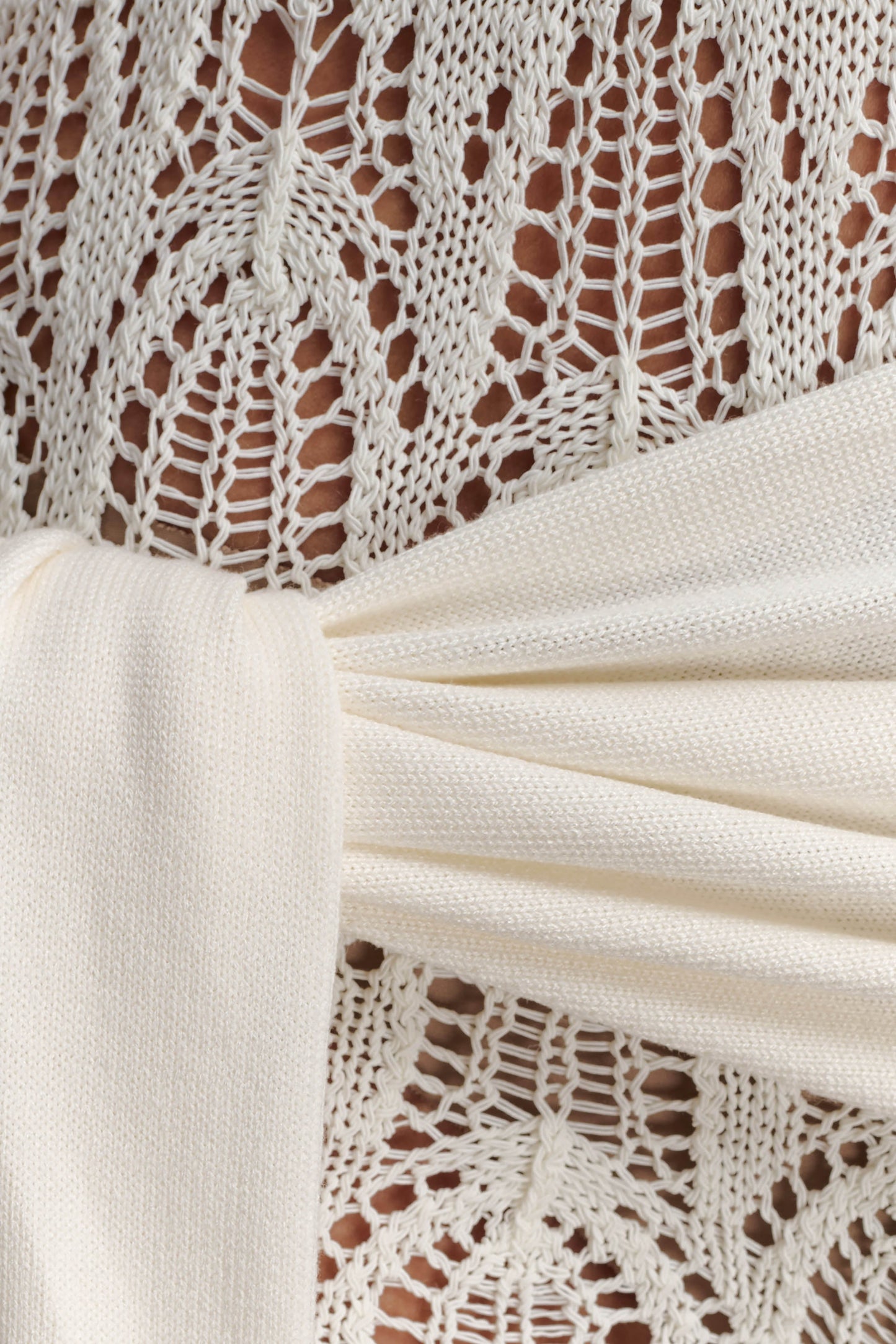 Liora Crochet Shorts With Knit Overlay - Ivory