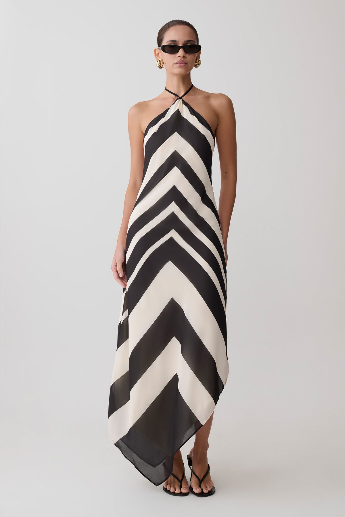 Hope Halter Midi Dress - Black/White