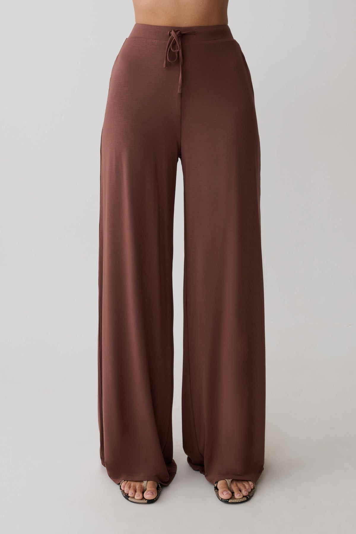 Dewi Wide Leg Modal Pants - Chocolate