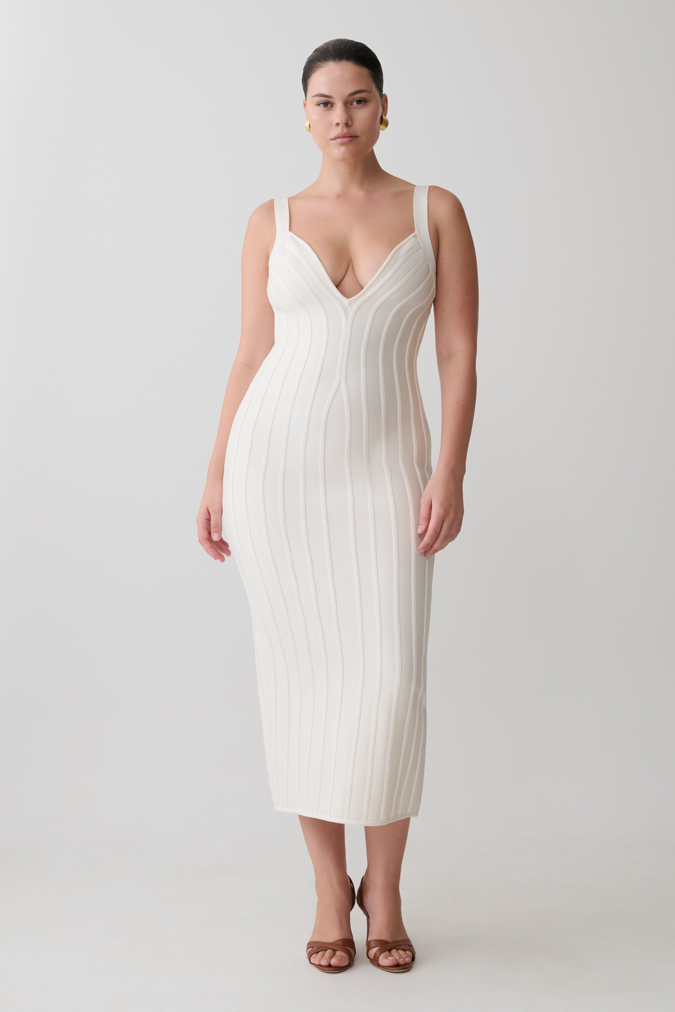 white ribbed midi dress Gia Bandage Knit - Ivory flower girl ideas making it a standout Jsaierl, Maxi Dress, BHO Color:Mauve Pink
