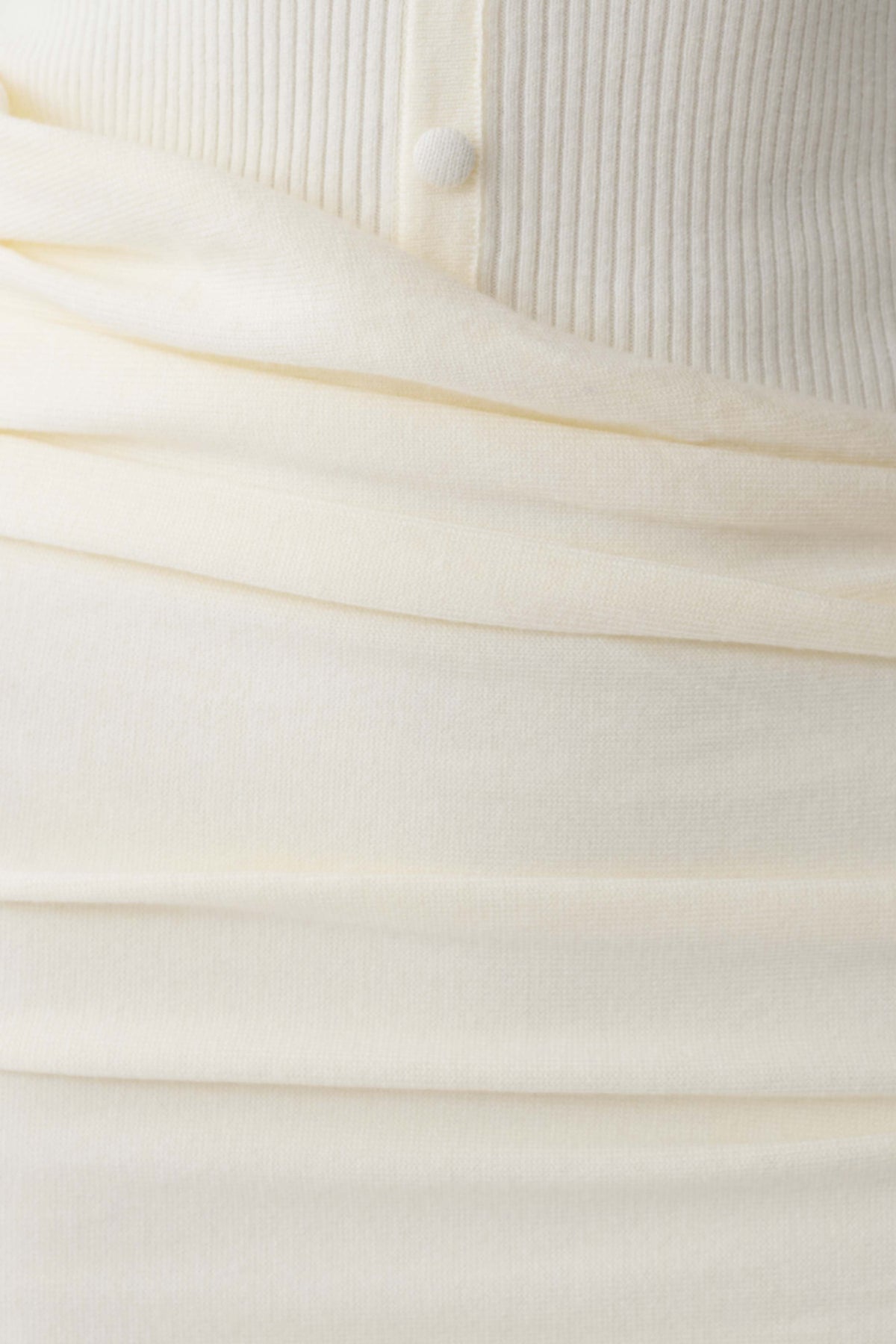 Agness Long Sleeve Button Up Knit Dress - Ivory