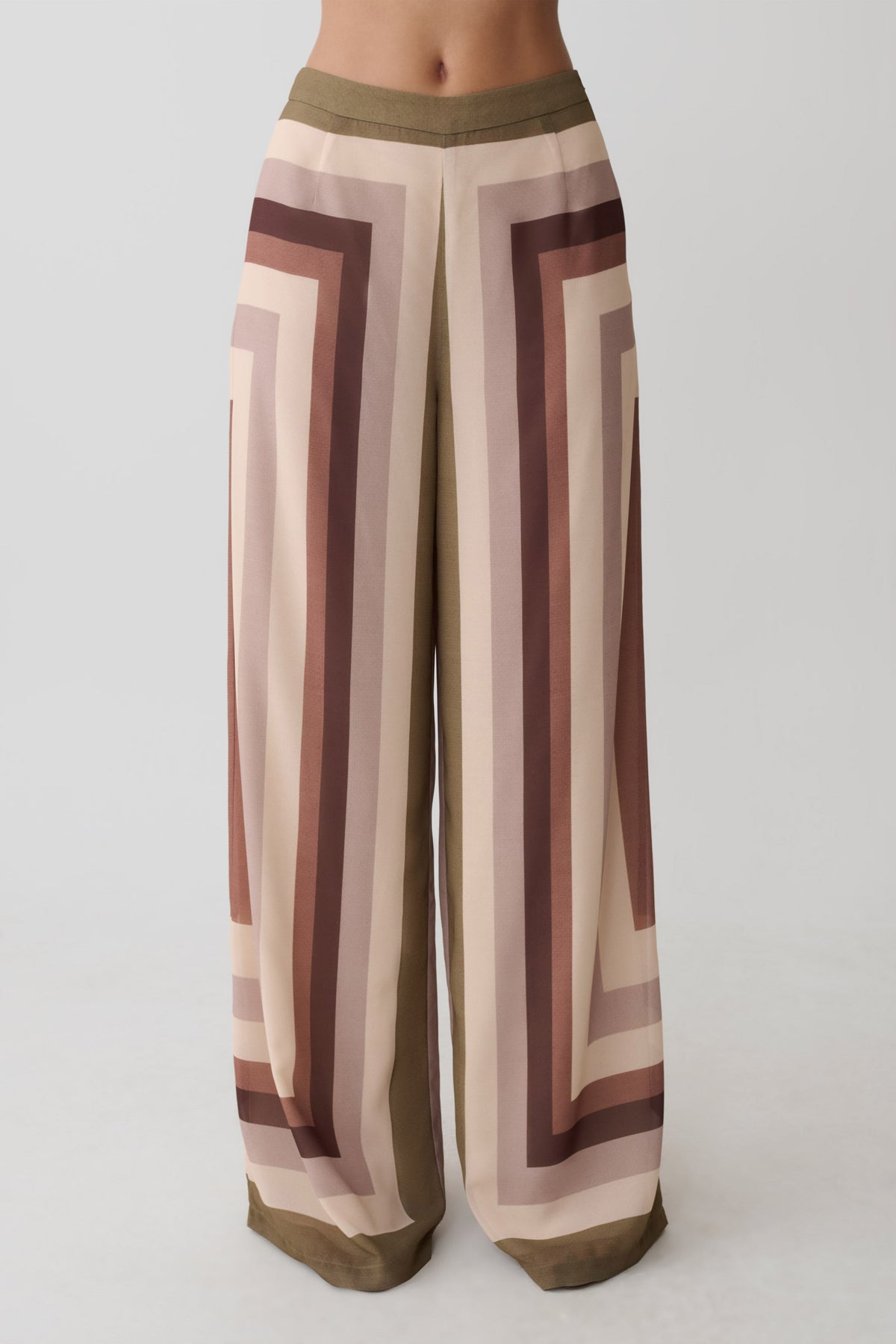 Rachel Chiffon Straight Leg Pants - Multi Stripe