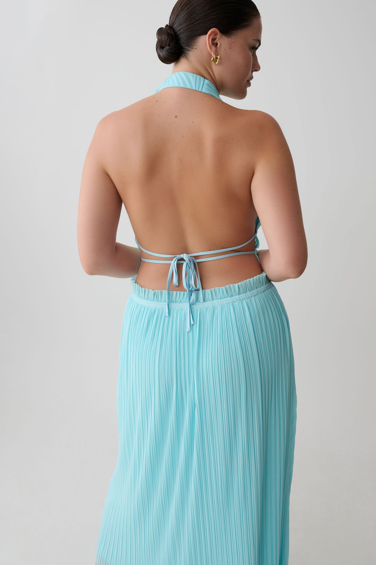 Thien Cowl Halter Midi Dress - Blue