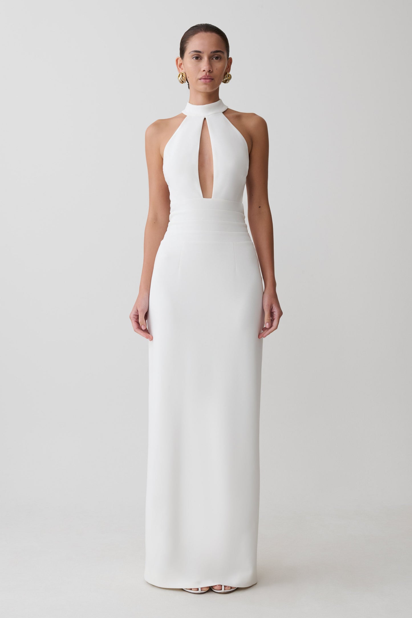 Elan Stretch Crepe Maxi Dress - White