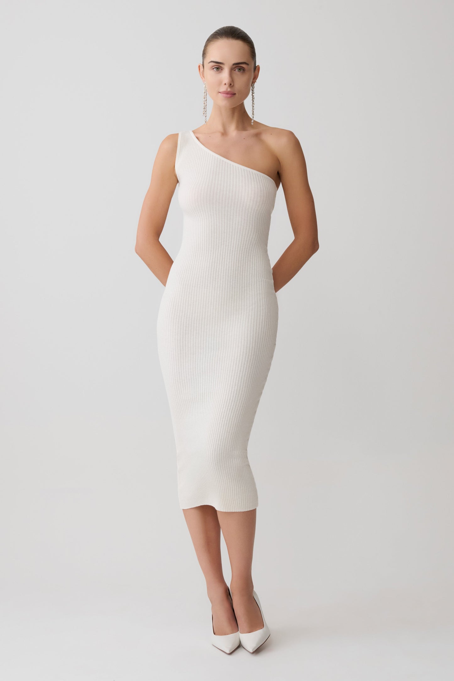 Zandie Cashmere Blend Knit Midi Dress - Ivory