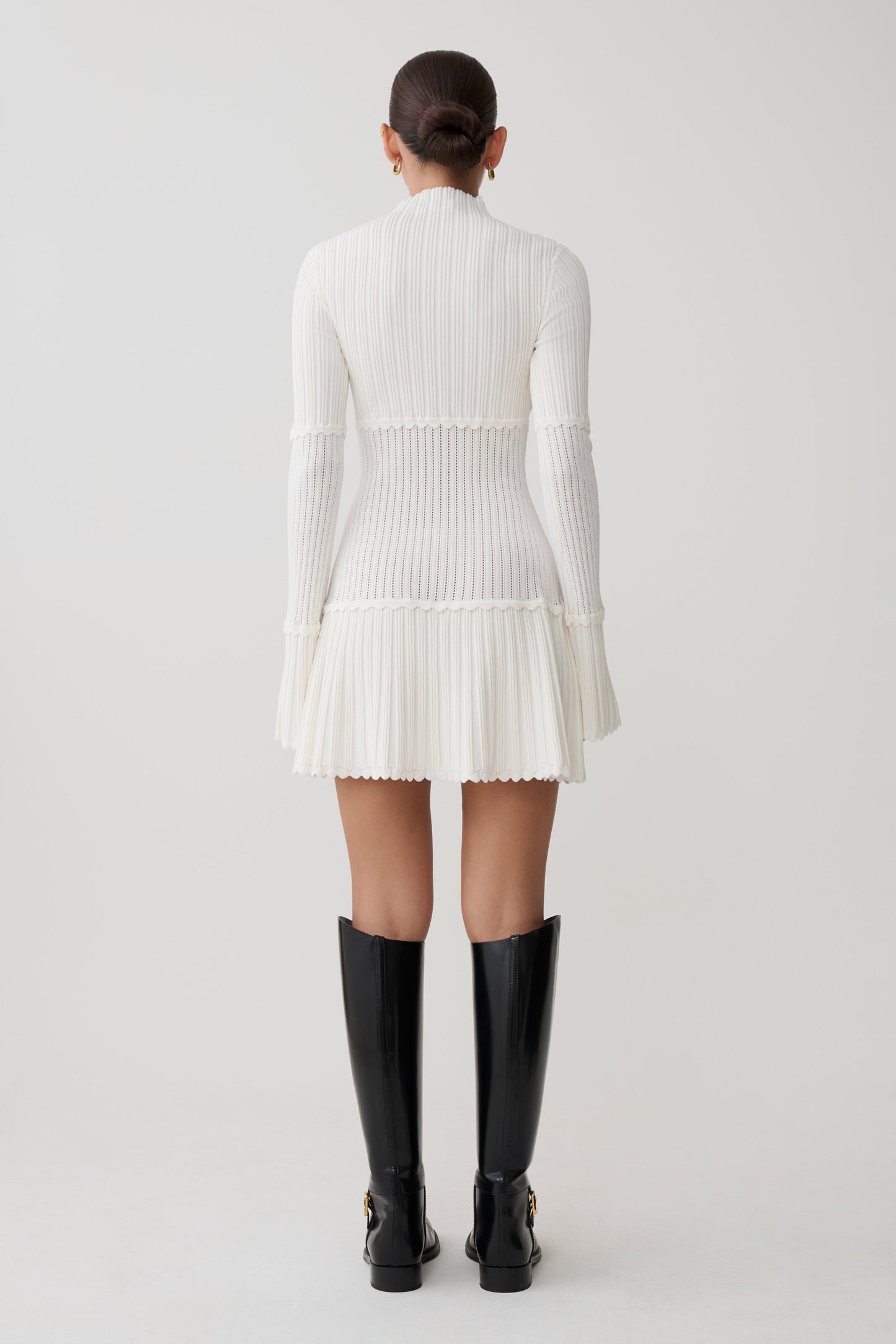 Adena Pointelle Knit Mini Dress - Ivory