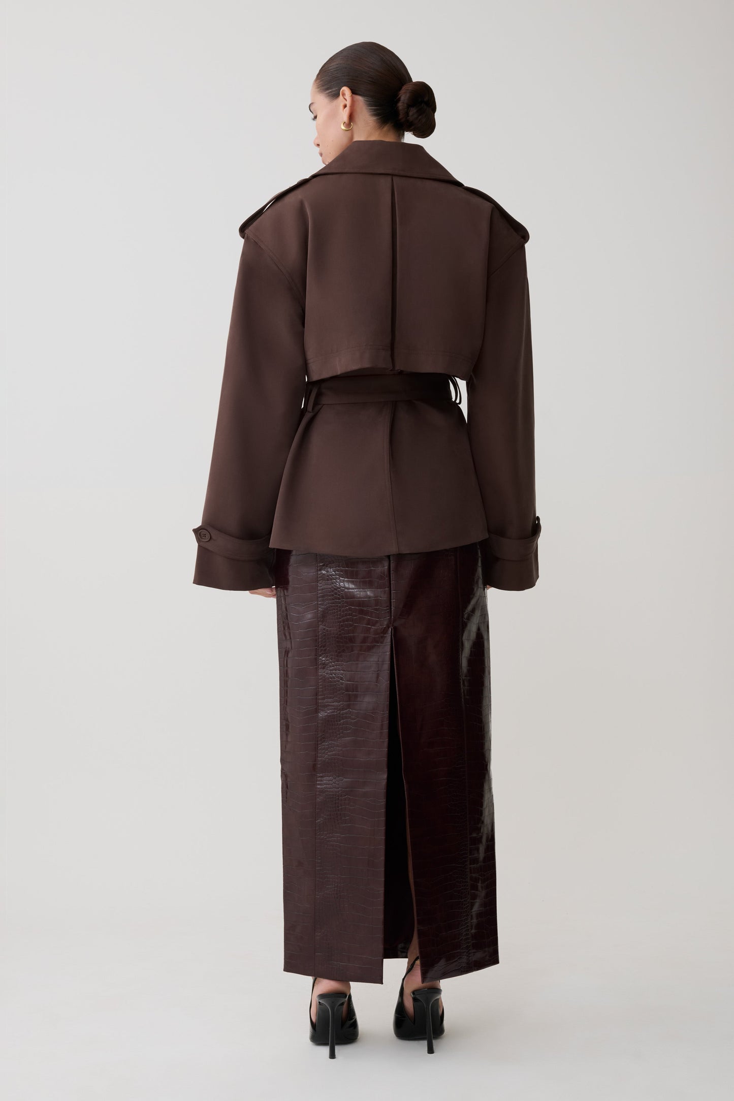 Alden Short Trench Jacket - Chocolate