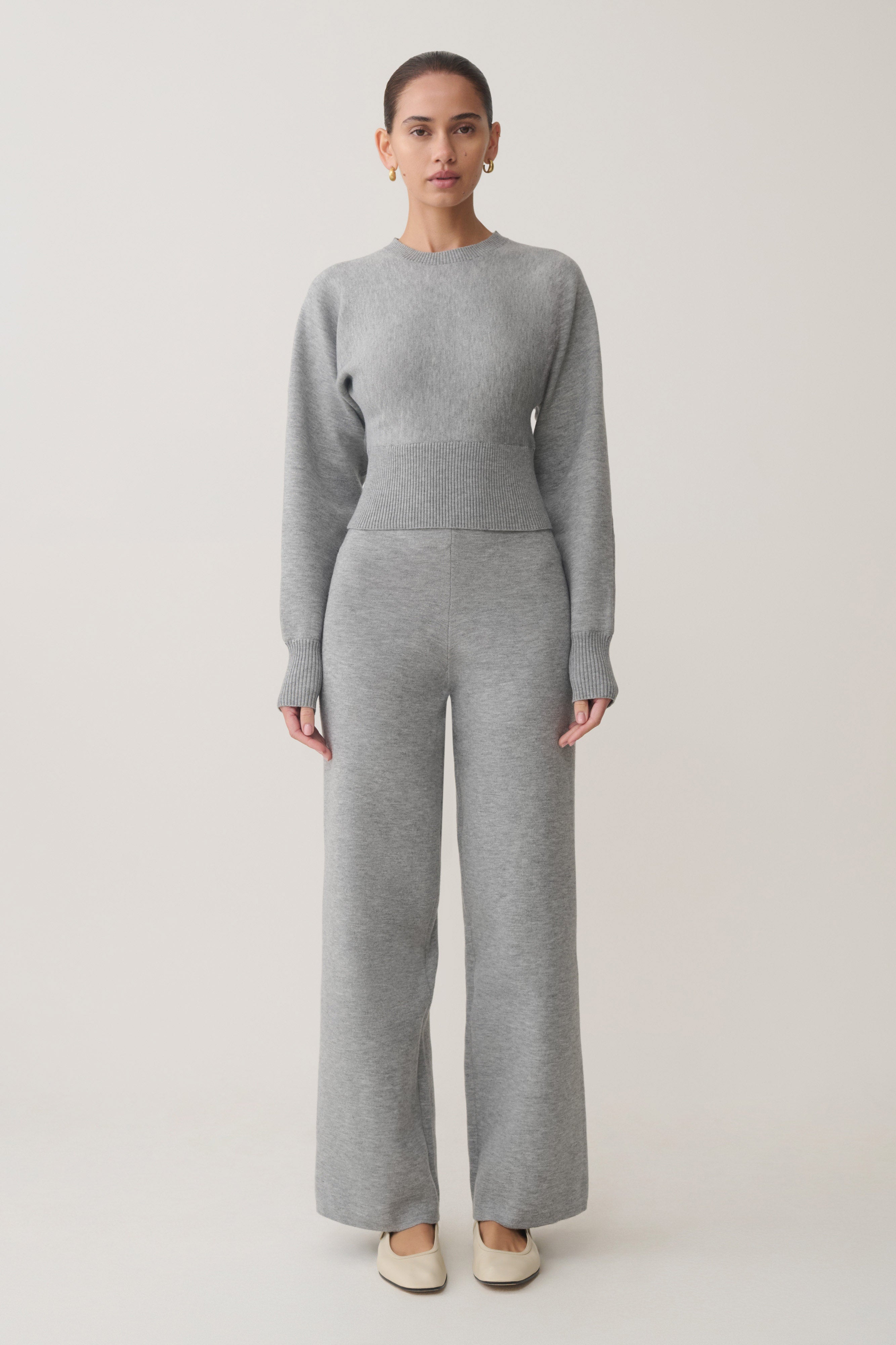 Kerrymae Straight Leg Knit Pants - Grey Marle | MESHKI US