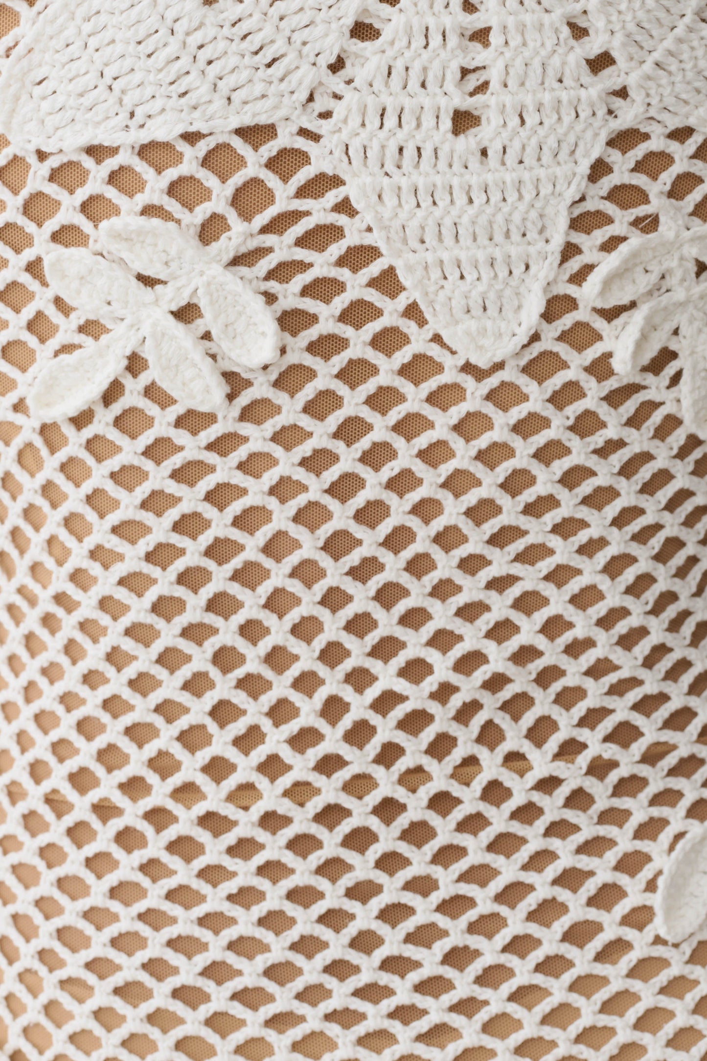 Barker Hand Crochet Knit Mini Dress - White