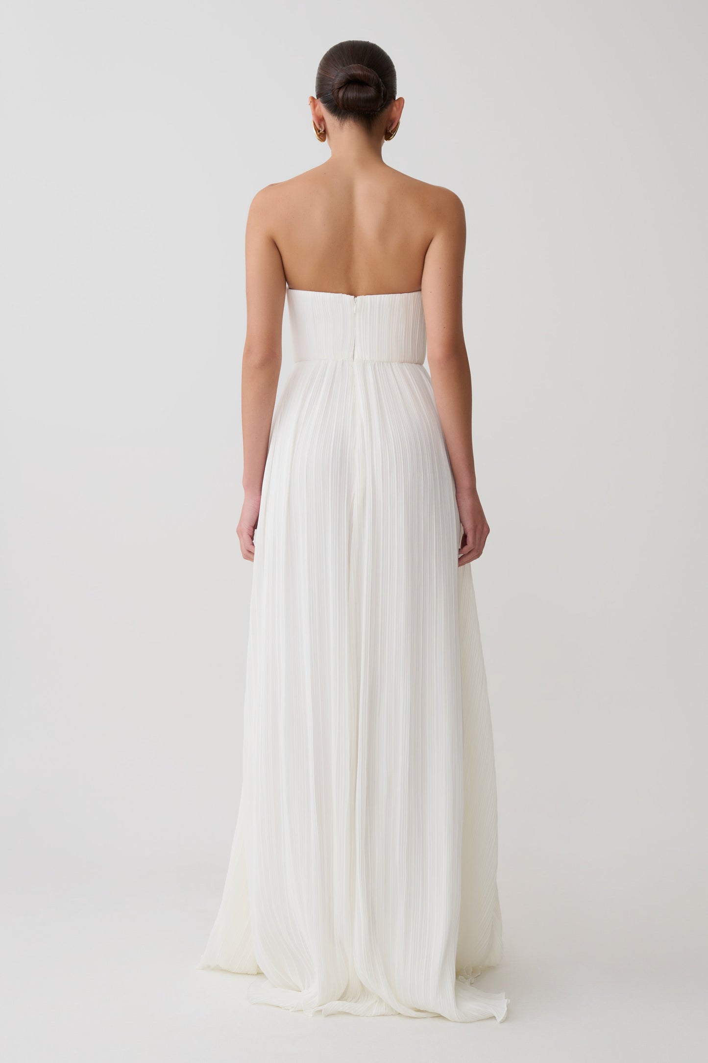 Juno Strapless Pleated Maxi Gown - White