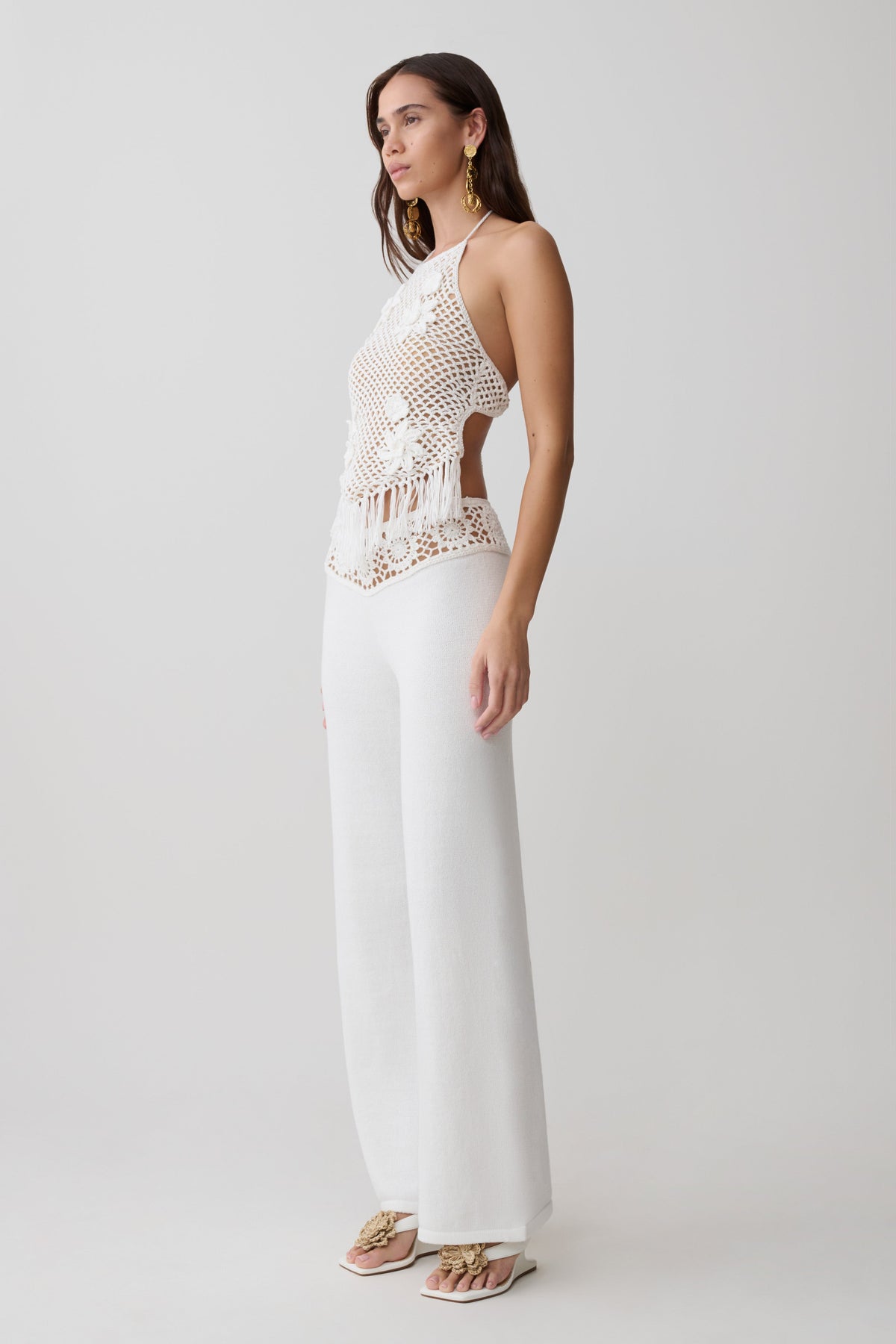 Miley Crochet Halter Top - Ivory