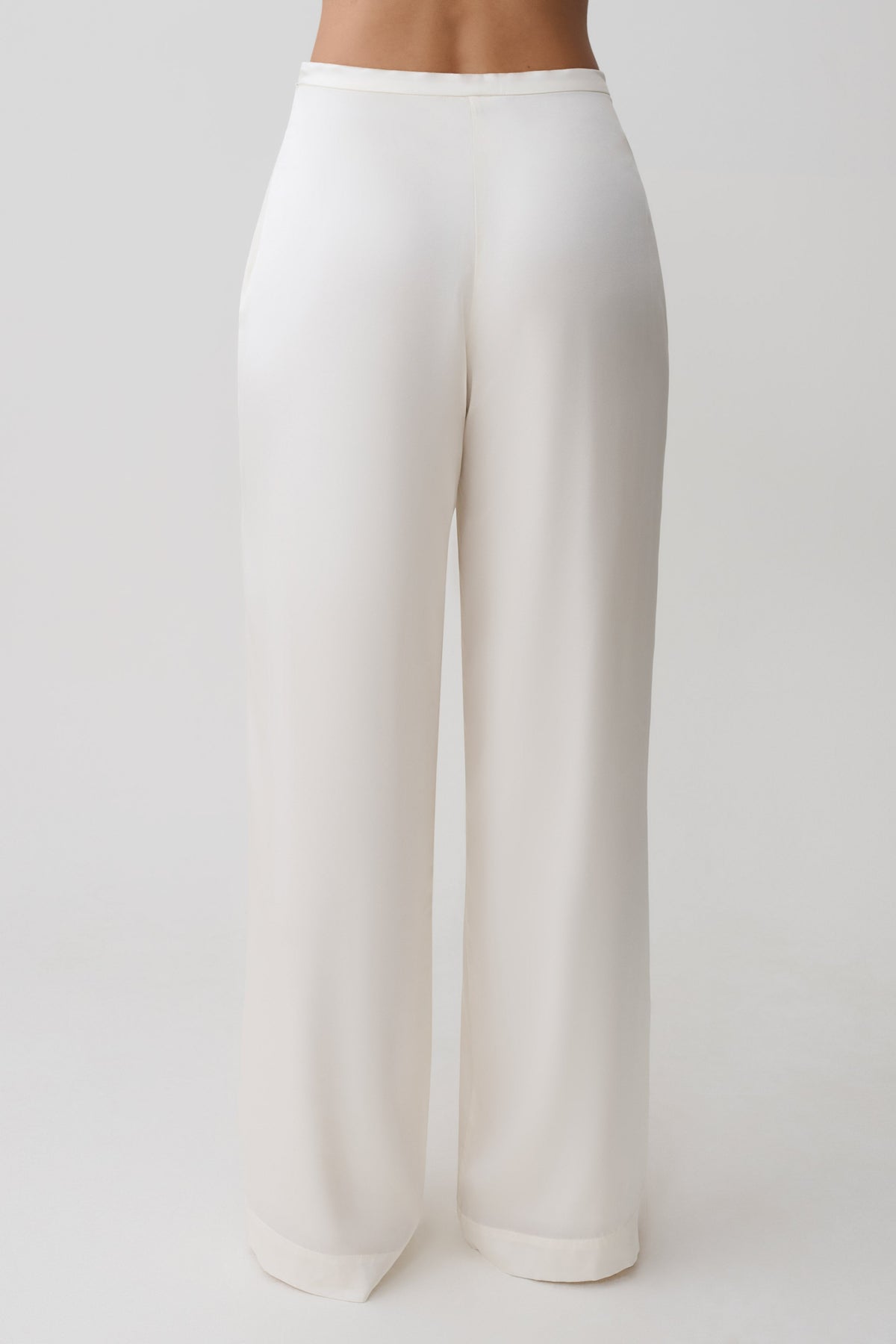 Kayla Silk Blend Straight Leg Pants - Ivory