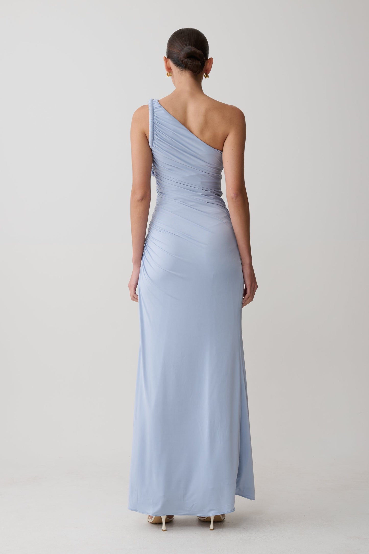 Ryn Twisted One Shoulder Maxi Dress - Sky Blue