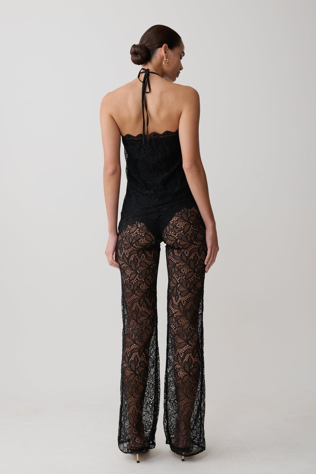 Theodosia Wide Leg Lace Pants - Black