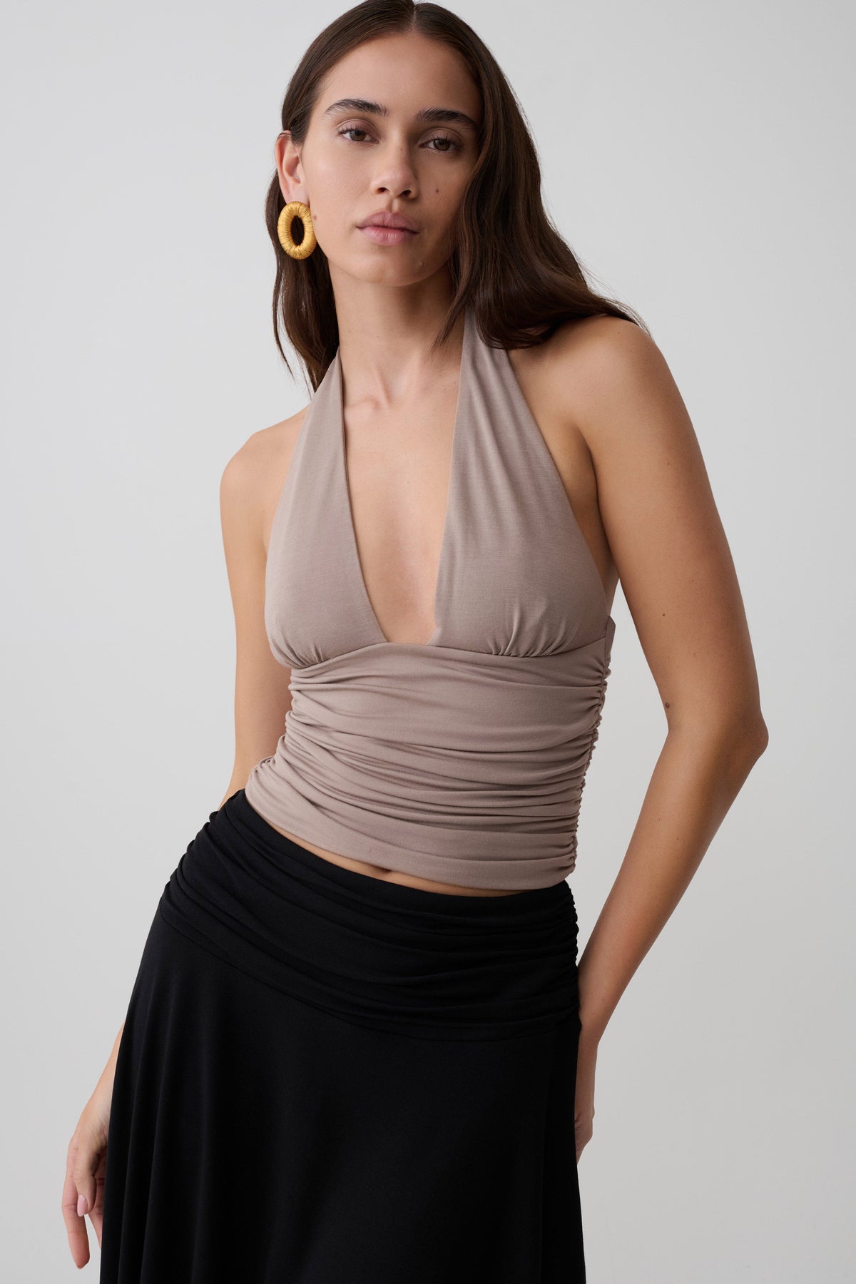 Peregrine Modal Gathered Halter Top - Neutral