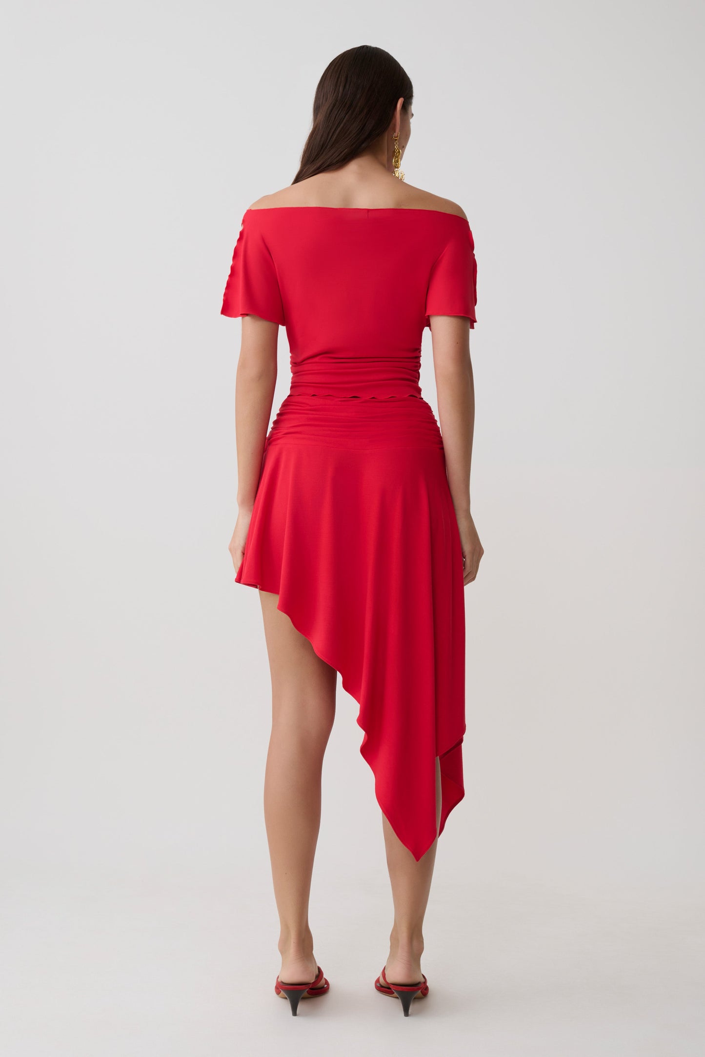 Talise Modal Hankie Midi Skirt - Red