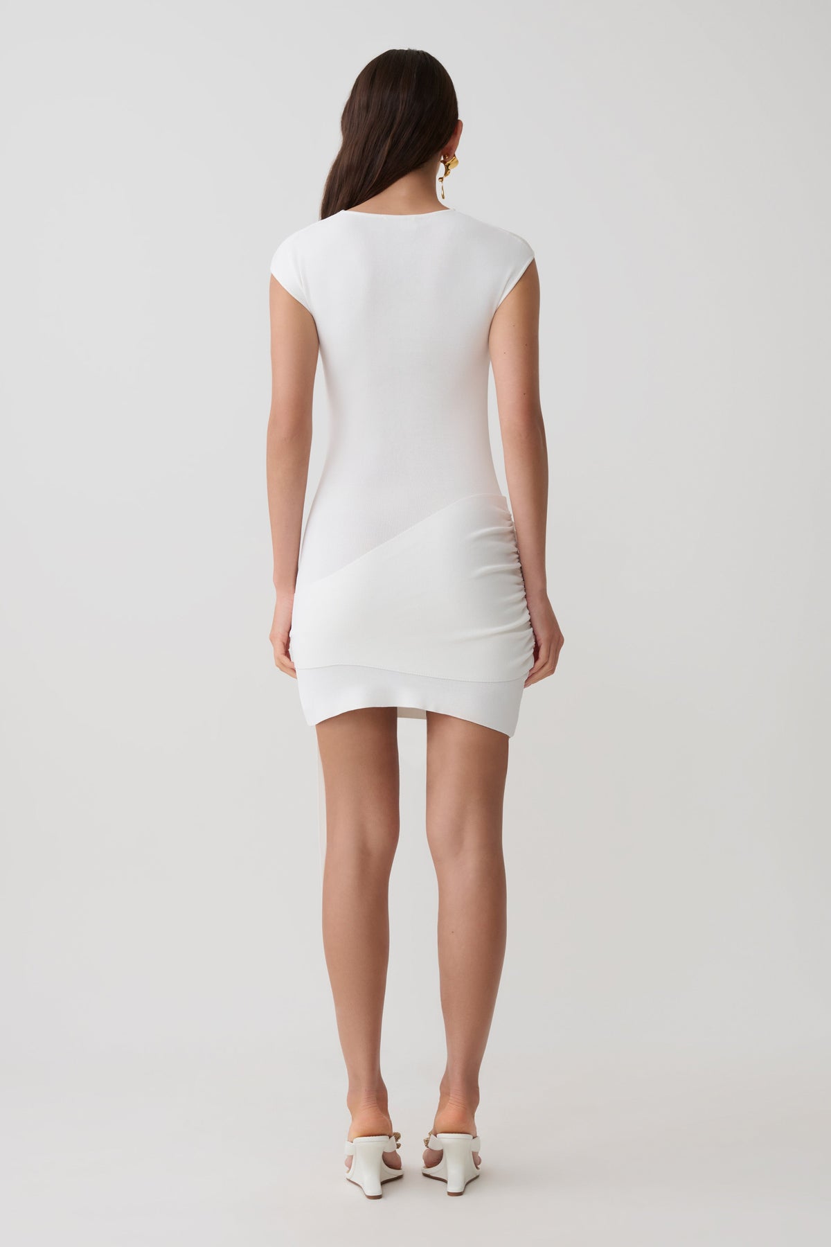 Freida Knit Mini Dress With Sash - Ivory