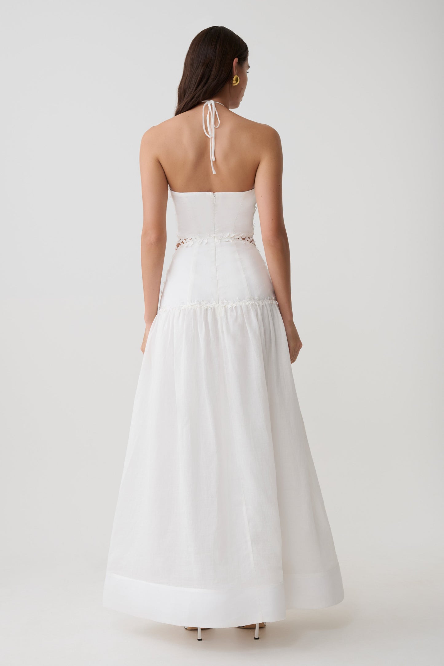 Fiona Linen Halter Maxi Dress - White