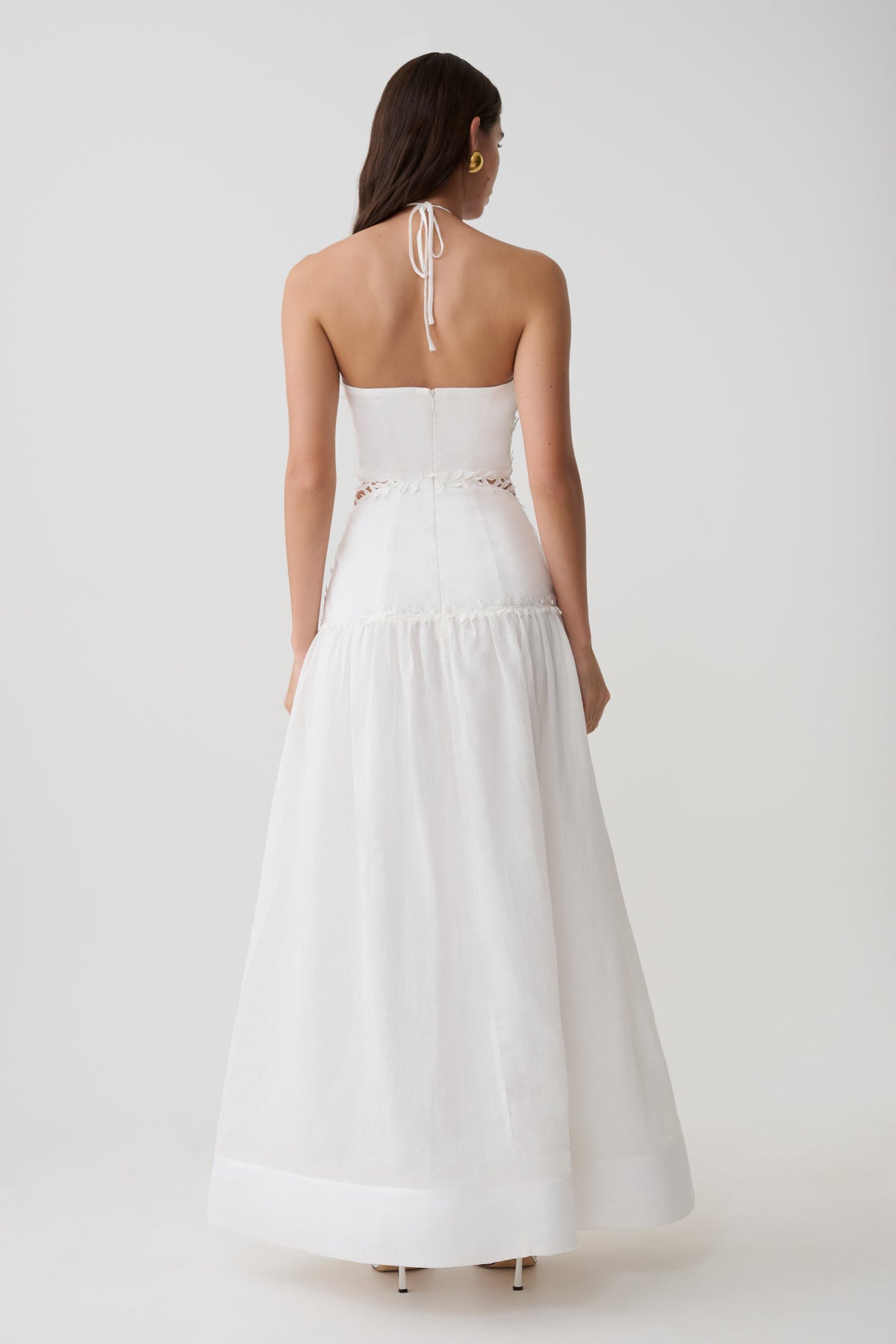 Fiona Linen Halter Maxi Dress - White