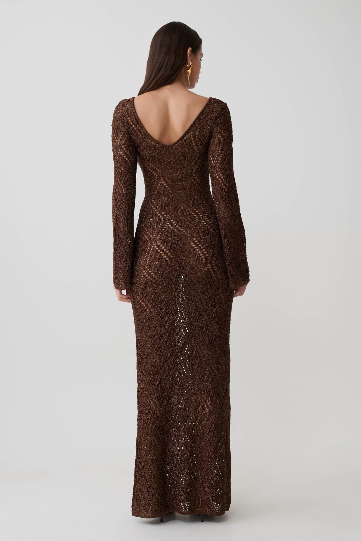 Chelsea Lurex Crochet Maxi Dress - Bronze